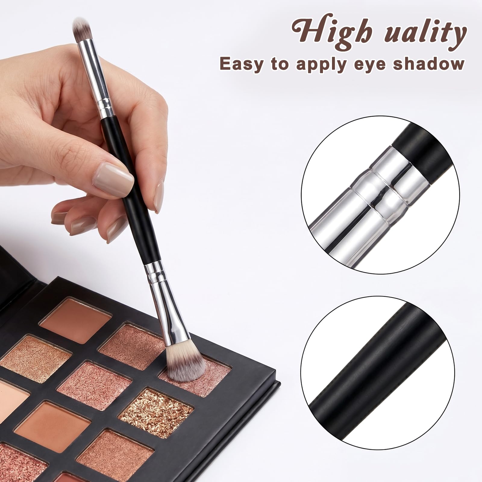 HJZHII 5 Pcs Eyeshadow Brush, Eye Makeup Brush Double Ended Eyeshadow Blending Brushes 2 in 1 Professional Blending Brushes for Concealer Eyebrows Eyeliner Makeup Tool