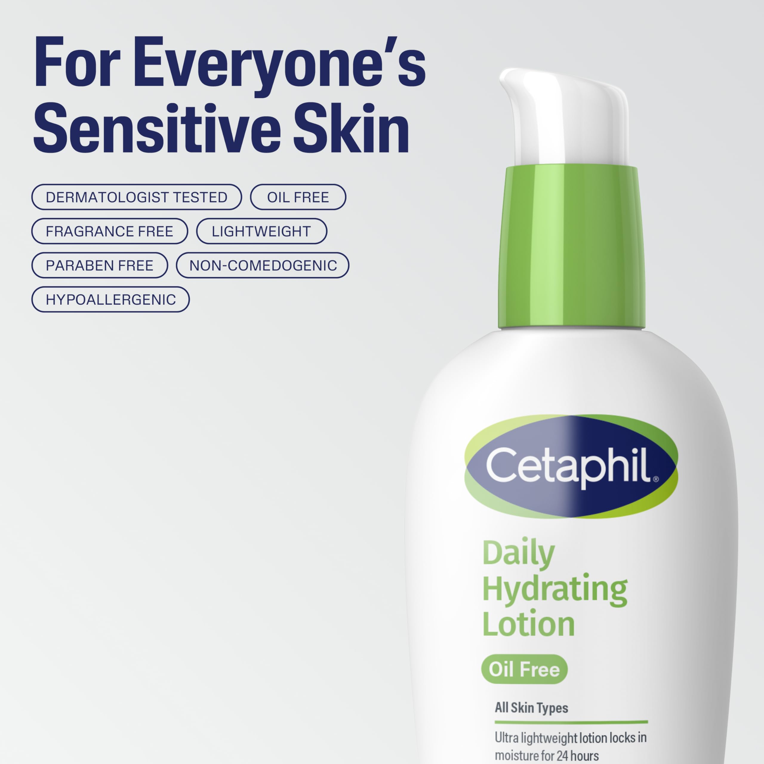 Cetaphil Daily Hydrating Lotion for Face, With Hyaluronic Acid, 3 fl oz, Lasting 24 Hour Hydration, for Combination Skin, No Added Fragrance, Non-Comedogenic