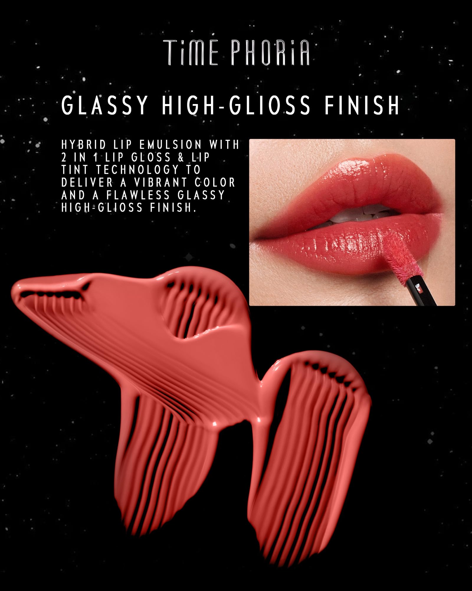 TIMEPHORIA Stellar Dust Lip Stain 11 Futura, Transfer-Proof &Smudgeproof Lip Gloss, Rose Brown Tinted Glossy Finish, High-Pigment Vibrant Color, Hydrating Lightweight Long-Lasting Lip Makeup for Women