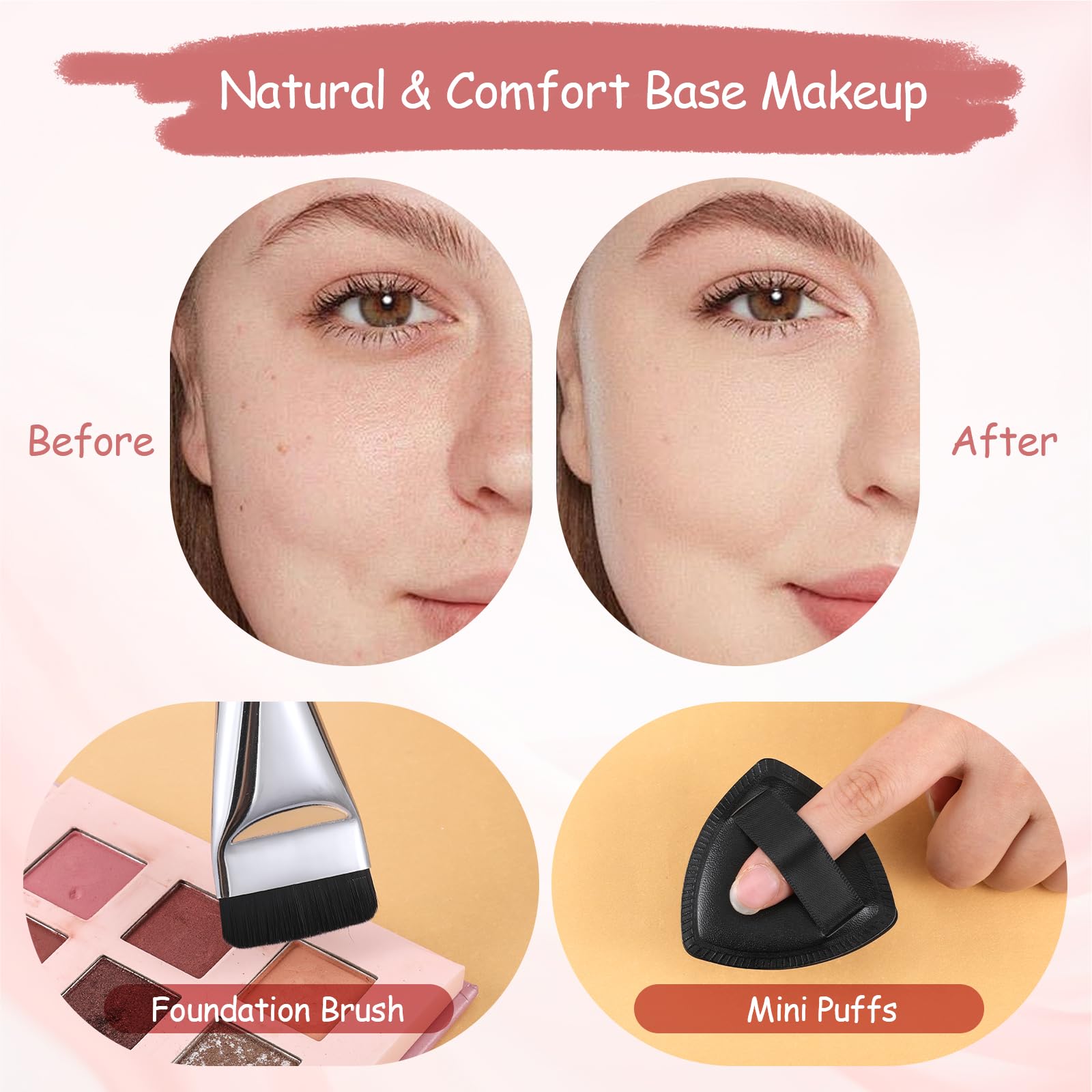 Makeup Mixing Palette Korean Set with Foundation Brush and Spatula, Professional Stainless Steel Heart Makeup Palette Reusable Beauty Tools for Facial Cosmetic,Nail Art,Pigment Blending