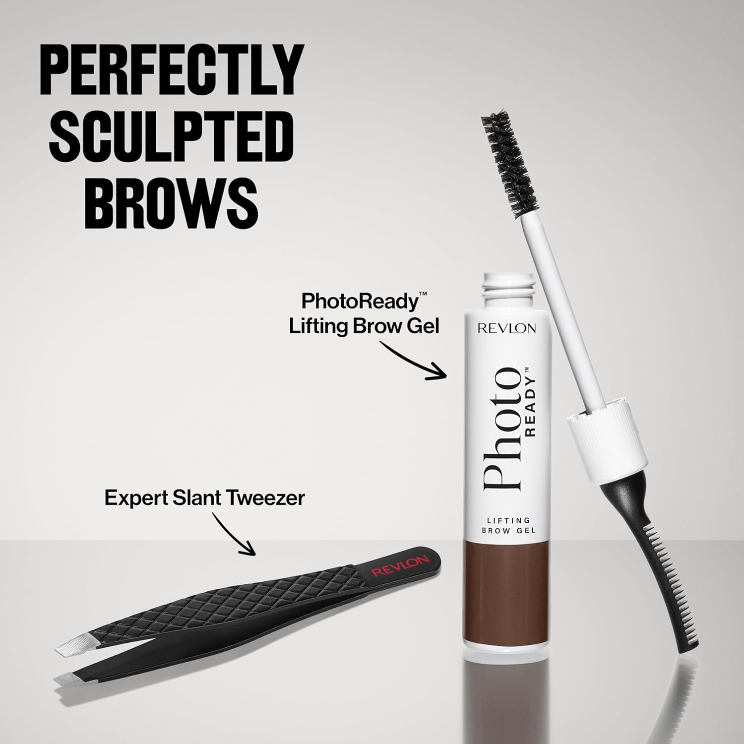 Revlon PhotoReady Lifting Brow Gel, Tinted Eyebrow Lamination with Spoolie Brush, Conditions, Shapes & Defines, 804 Rich Dark Brown, 0.23 fl oz