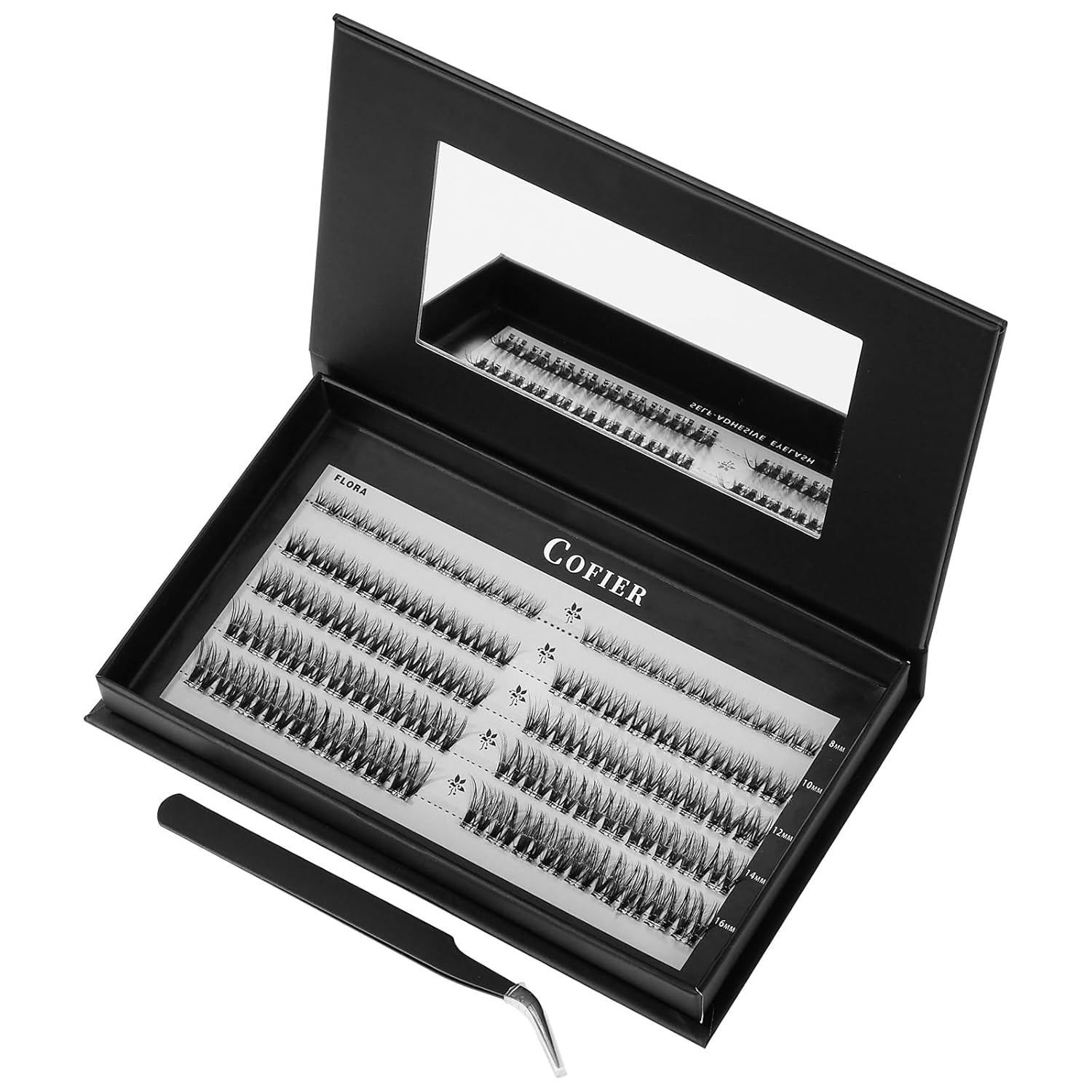Wispy Lash Clusters Kit, 80 Pcs Individual Eyelash Clusters (10-18mm C Curl) - DIY Lash Extension Kit with Lash Glue, Sealant & Tweezers, Natural Fluffy Fake Lashes for Home Use, Beginners Friendly