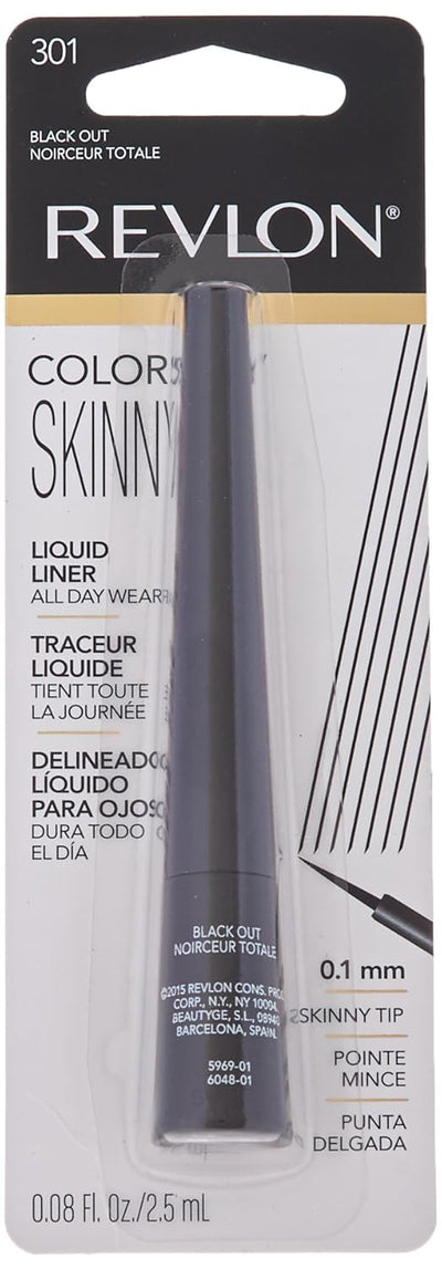 Revlon Skinny Liquid Eyeliner, ColorStay Eye Makeup, Waterproof, Smudge-proof, Longwearing with Ultra-Fine Tip, Black Out, 0.08 oz