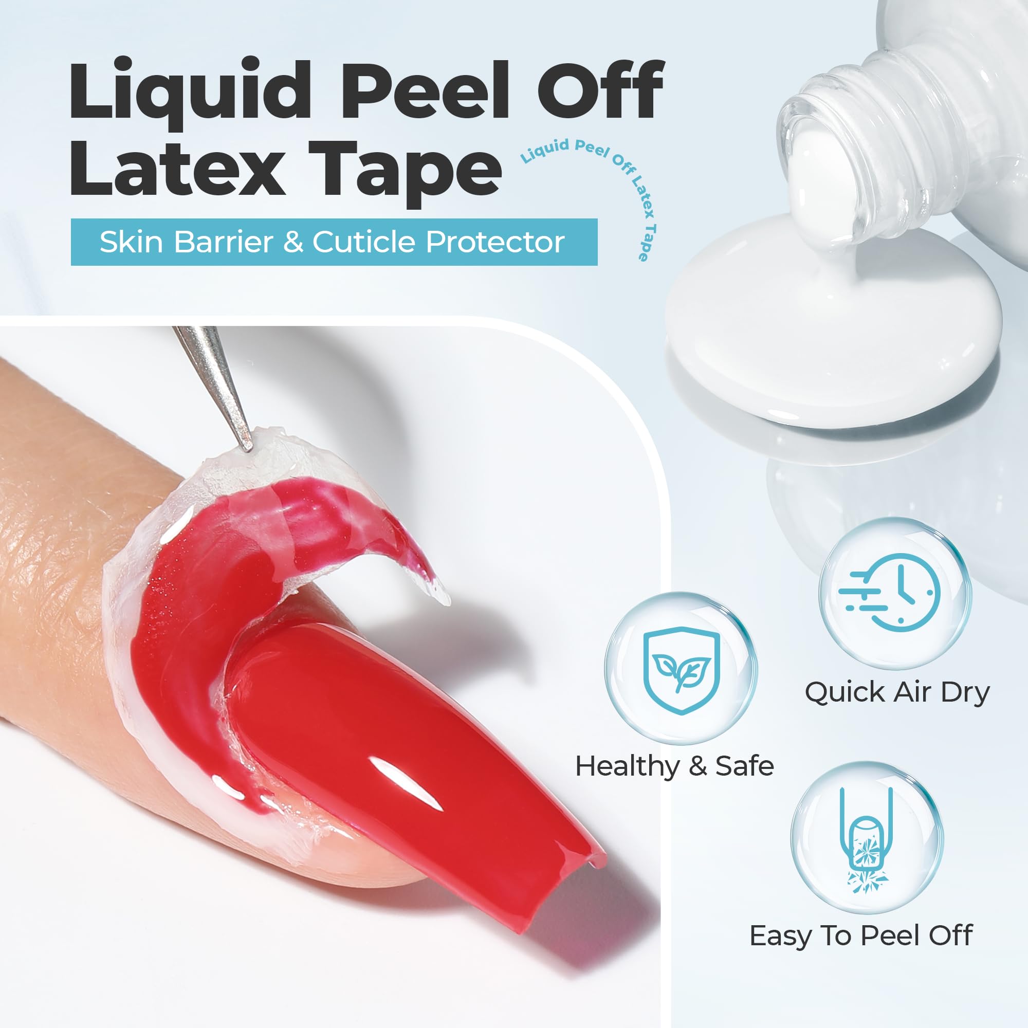 Luckyfairy Gel Nail Polish Remover: 15ml Nail Polish Remover with Liquid Latex for Nails Peel off, Fast & Easy Remove Gel Polish in 2-5 Minutes, No Soaking or Wrapping, Cuticle Protectors