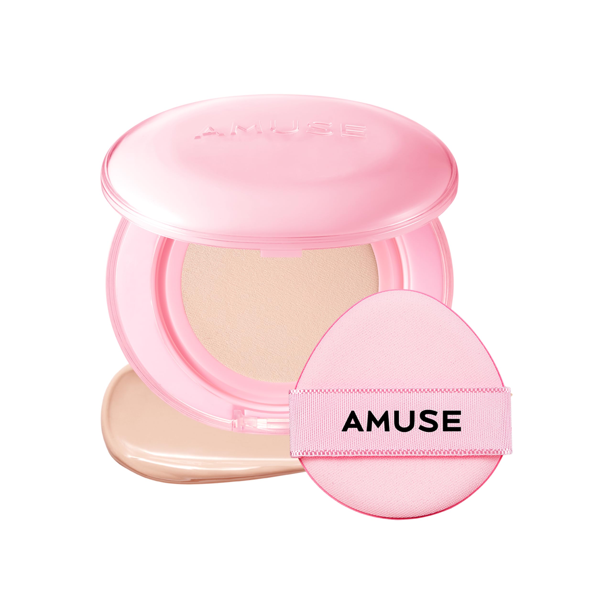 AMUSE SEOUL Dew Power Vegan Cushion Foundation (01 PURE) - Semi Glow, Full Coverage, Dewy Finish, Long Lasting, Lightweight, Smooth Radiant Skin, Vegan, Korean Beauty Makeup