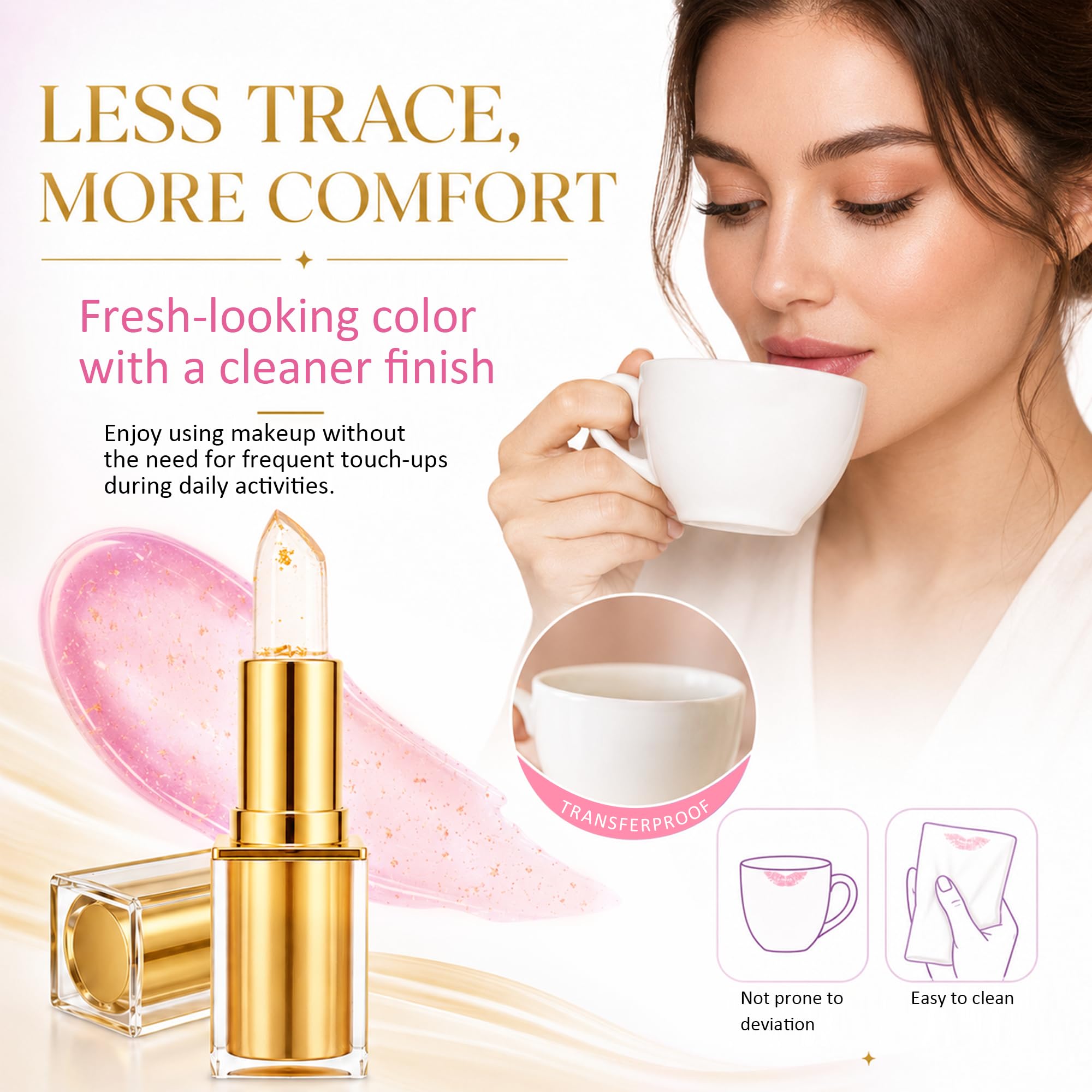 Areliaa Lipstlck pH Color Changing Lipstick 2 Pack, pH Reactive Lip Tint with Glossy Finish, Clear Moisturizing Lip Balm, Personalized Pink Shade for Daily Makeup