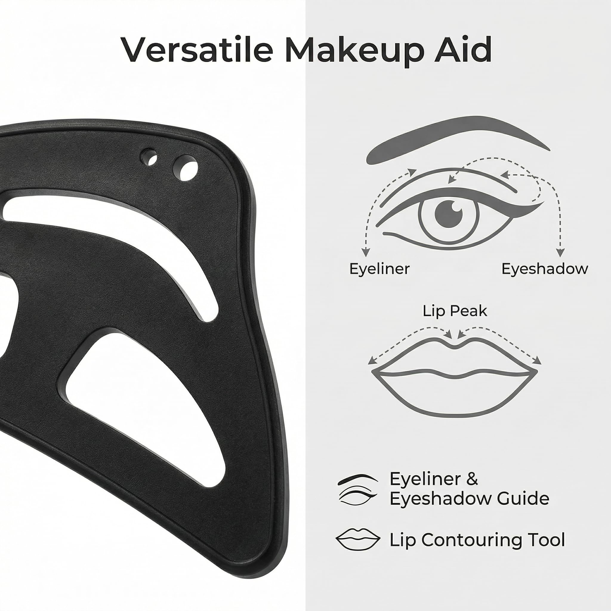 All-in-One Silicone Makeup Stencil Tool, Black, Eyeliner Guide, Eyeshadow Aid, Mascara Shield, Lip Contouring