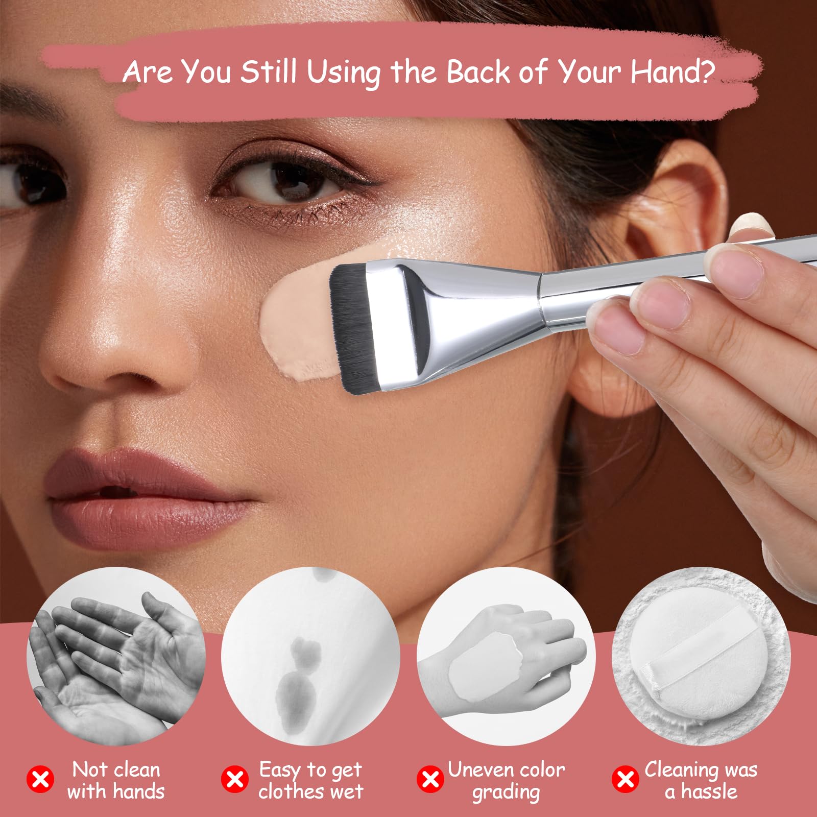 Makeup Mixing Palette Korean Set with Foundation Brush and Spatula, Professional Stainless Steel Heart Makeup Palette Reusable Beauty Tools for Facial Cosmetic,Nail Art,Pigment Blending