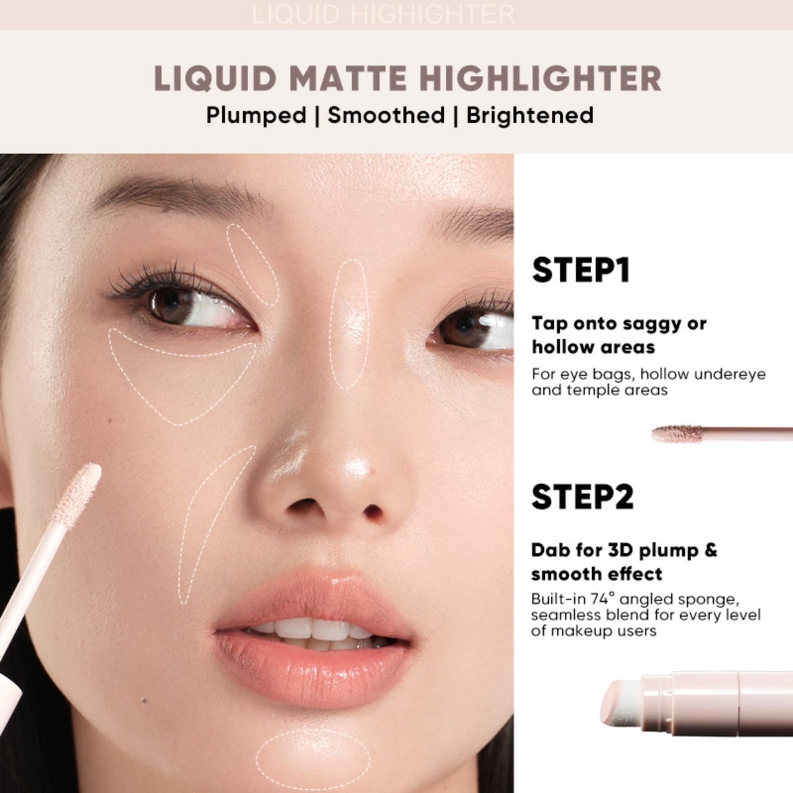 JUDYDOLL Liquid Contour & Highlighter,Face Sculpting Liquid Highlighter & Contour With Brush, Anti-Smudge & Brightening, Long-Lasting,For Cool Undertone (01 Fair Rose)