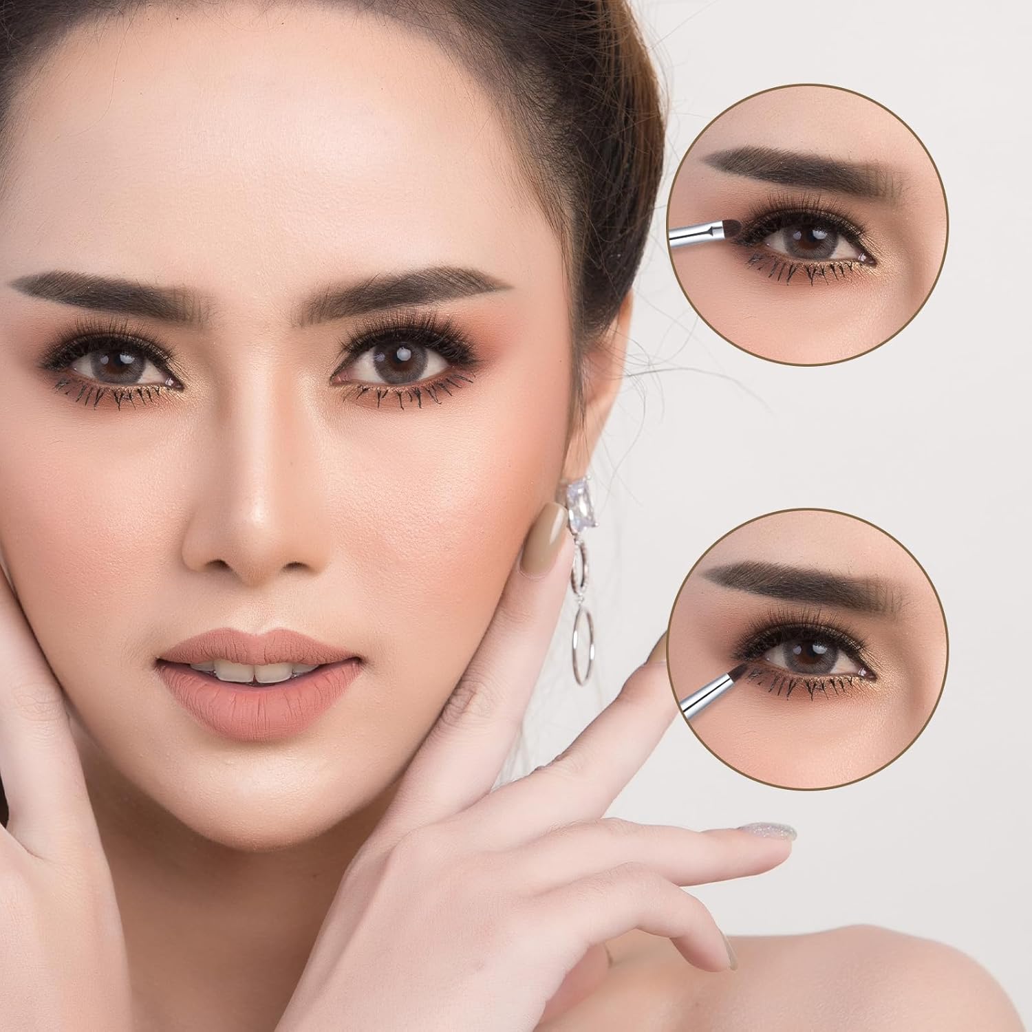 6 PCS Mini Eyeliner Smudge Brush Small Makeup Brush Eye Liner Brushes Fine Point Precision Eyeshadow Brushes for Gel Cream Liquid Concealer Eyeshadow