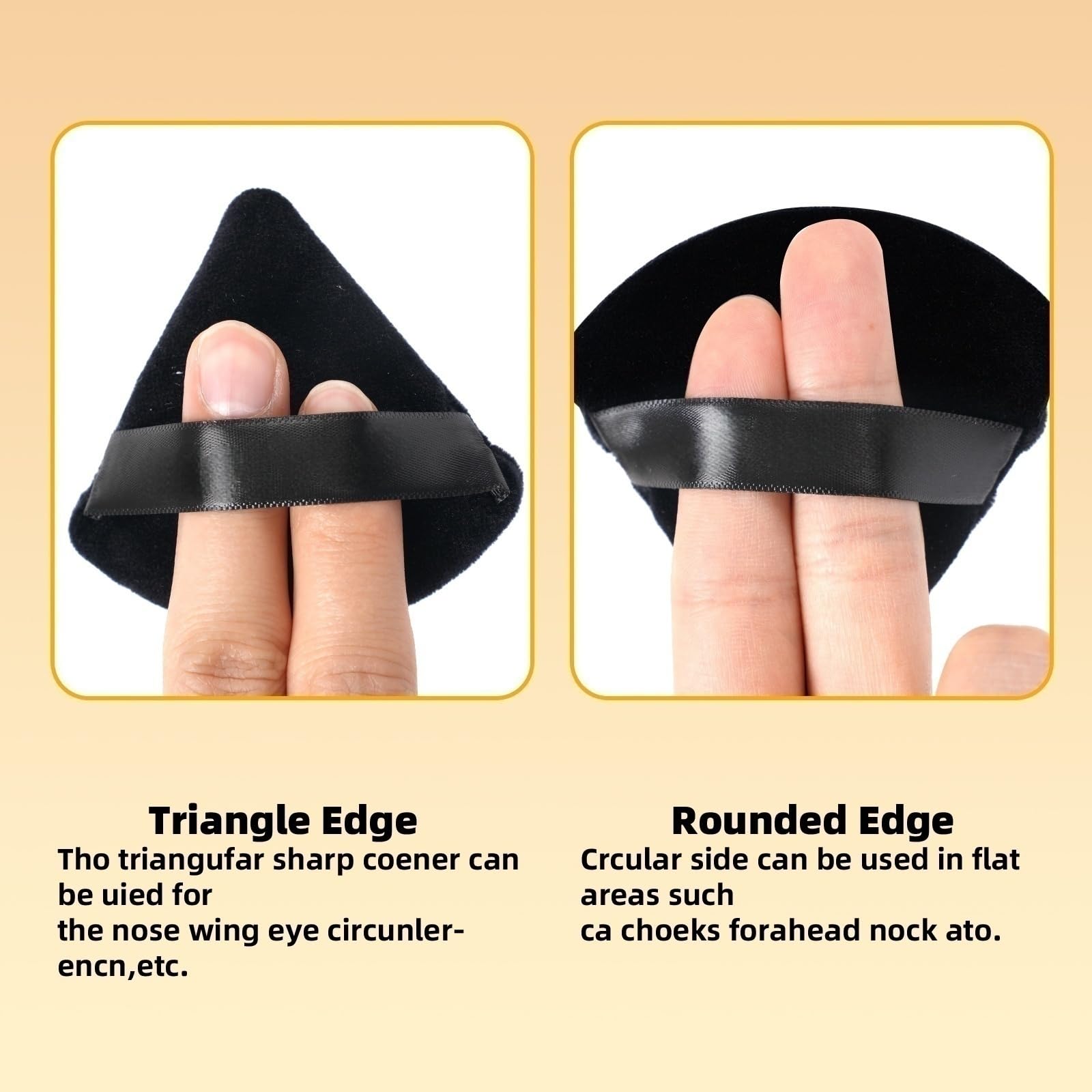 ZHIYE 4pcs Triangle Powder Puffs, Reusable Face Makeup Puff, Multifunctional Facial Makeup Tool Wet, Dry Dual-Use Makeup Sponge for BB CC Cream Liquid Foundation(BLack)
