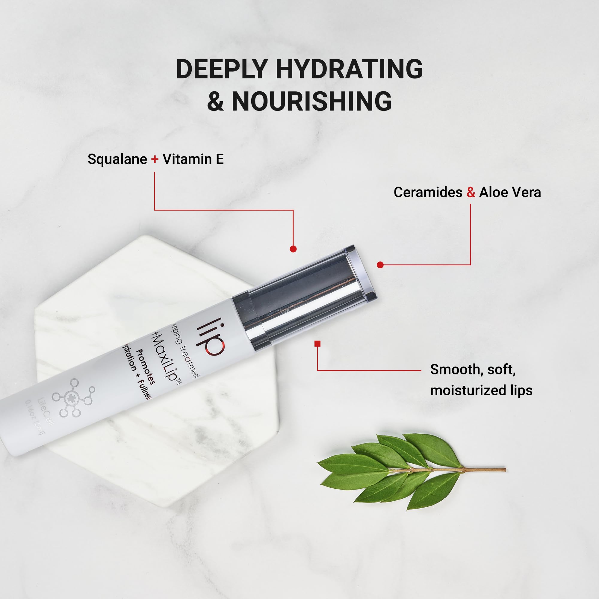 LifeCell Lip Plumping Treatment – Glossy Balm with MaxiLip Peptides for Fuller, Smoother Lips – Hydrating, Non-Irritating, Fragrance-Free Lip Care for All Skin Types