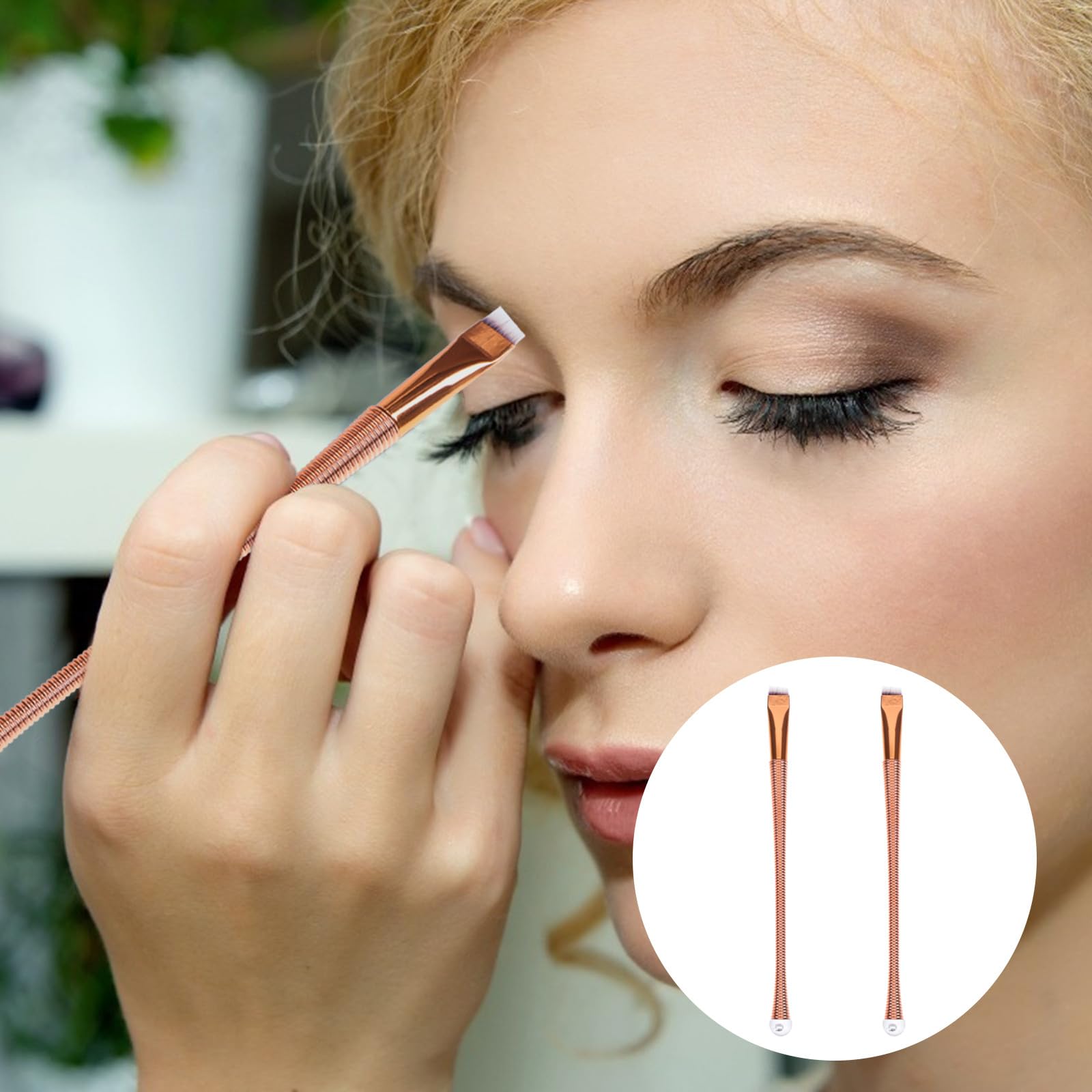 CONGARTENO 2pcs Dual-use Thin Eyeliner and Angled Eyebrow Brushes Flat Tapered Cosmetic Eye Makeup Tools for Precise Eyebrow Shaping and Eyeliner Application