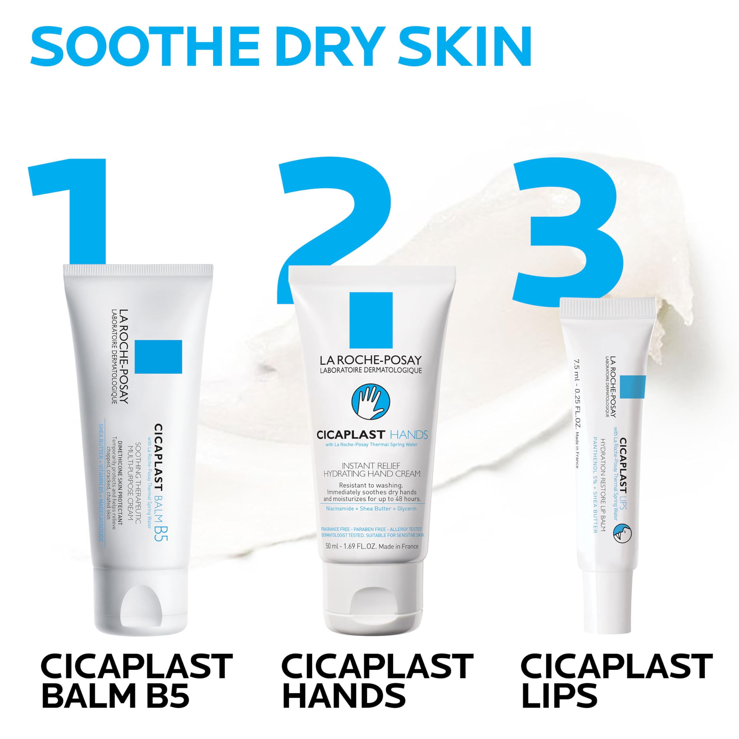 La Roche-Posay Cicaplast Lip Balm B5, Hydrating Balm with Shea Butter, Lip Treatment for Dry Cracked Lips, Moisturizing and Repairing Balm, Fragrance Free