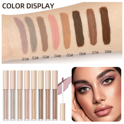 8 Pack Matte Liquid Eyeshadow Set, Brown & Taupe Matte Neutral Tones, Cream To Powder Finish, Nude Blendable Waterproof Base Eye Shadow Set for Women(Nude)