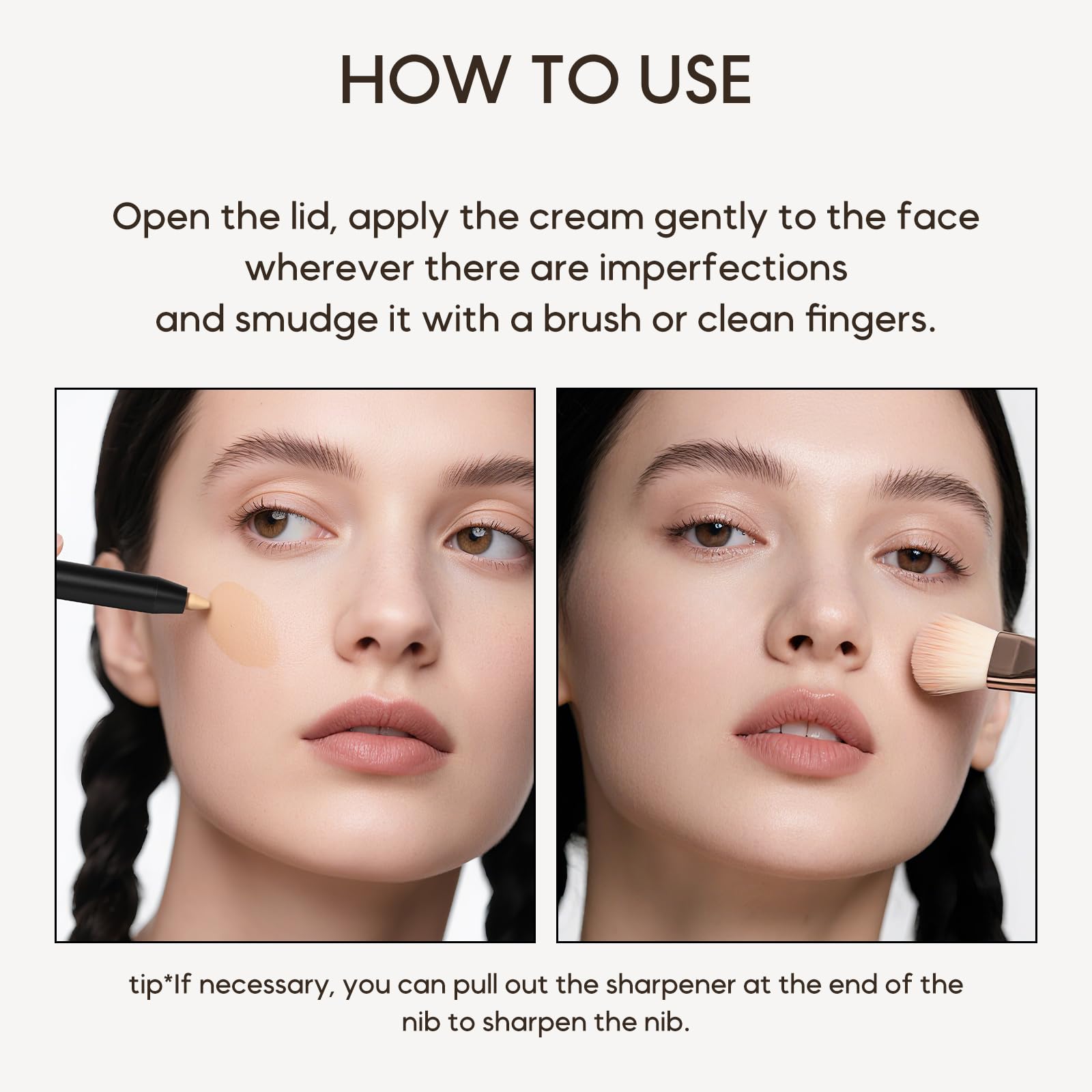 KISSIO Concealer Pencil,Under Eye Concealer,Cover Acne and Freckles,Brightener,Waterproof,Long-lasting,Cream,Makeup Pencil with Sharpener,02 NATURAL