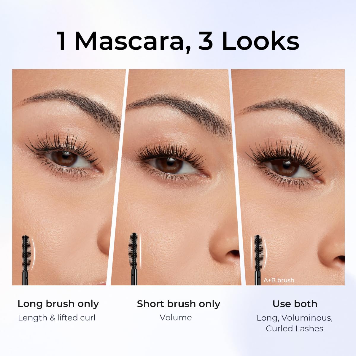 SACE LADY Waterproof Mascara, All-in-Lash Mascara Volume and Length Eyelashes, Smudge-proof and Sweat-proof, Long Lasting Curl, Natrual Black Eye Makeup