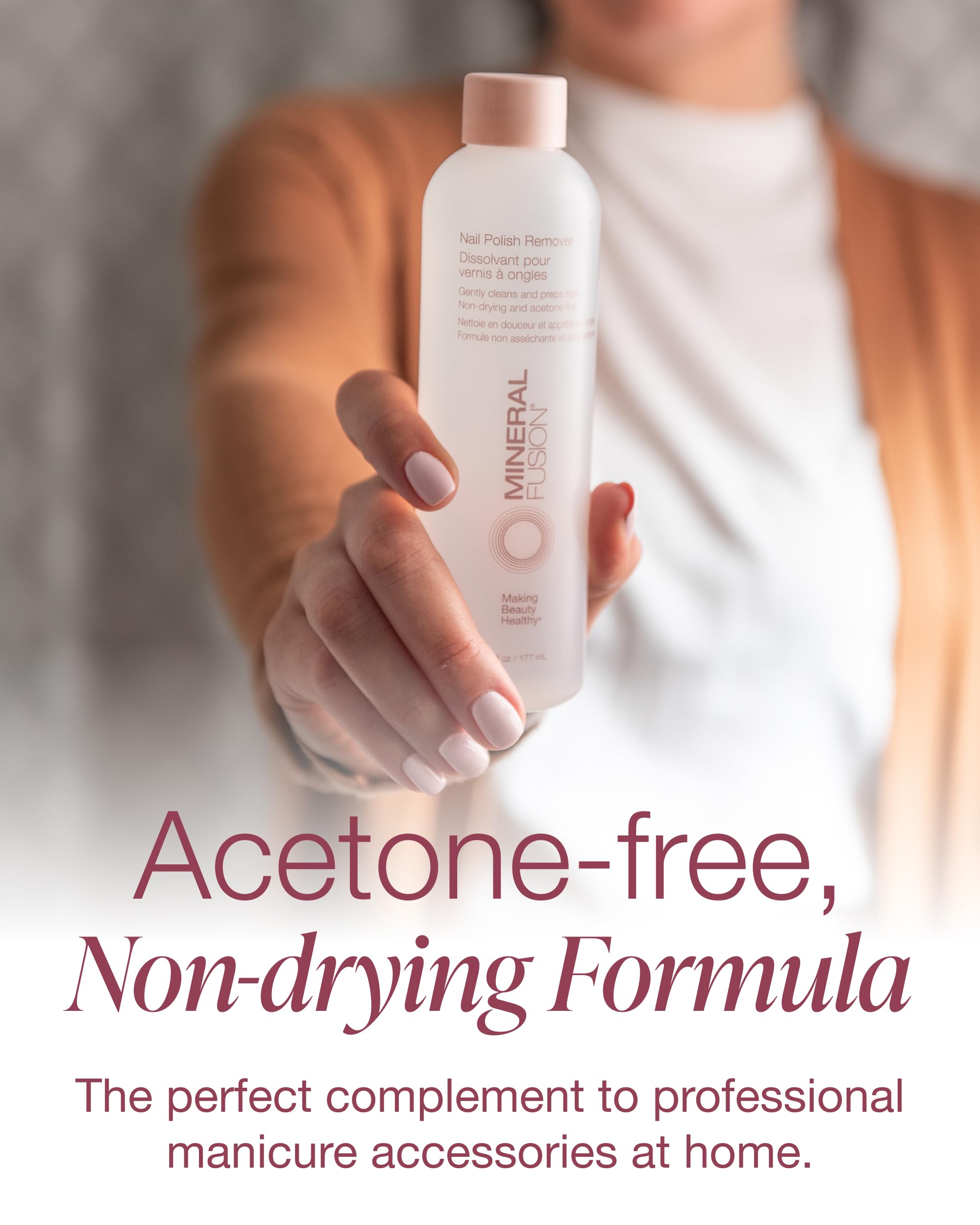 Mineral Fusion Nail Polish Remover - Acetone-Free Nail Care with Natural Solvents - Non Drying Liquid Formula - 6 fl oz