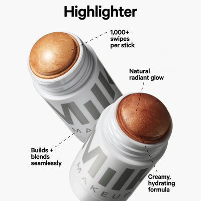 Milk Makeup Highlighter – Cream Highlighter Stick for Face + Body with Radiant, Shimmery Glow – Buildable, Blendable, Vegan Formula for All Skin Types – Lit (Champagne), 0.21 oz