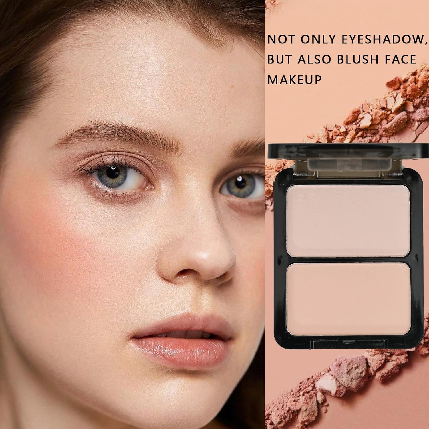 K'APEINE Matte Nude Eyeshadow Palette 2 Colors Light Pink Mini Eye Shadow Duo Face Highlight Bronzer Powder Palette Natural Base Eyeshadow Powder for older Women-02#