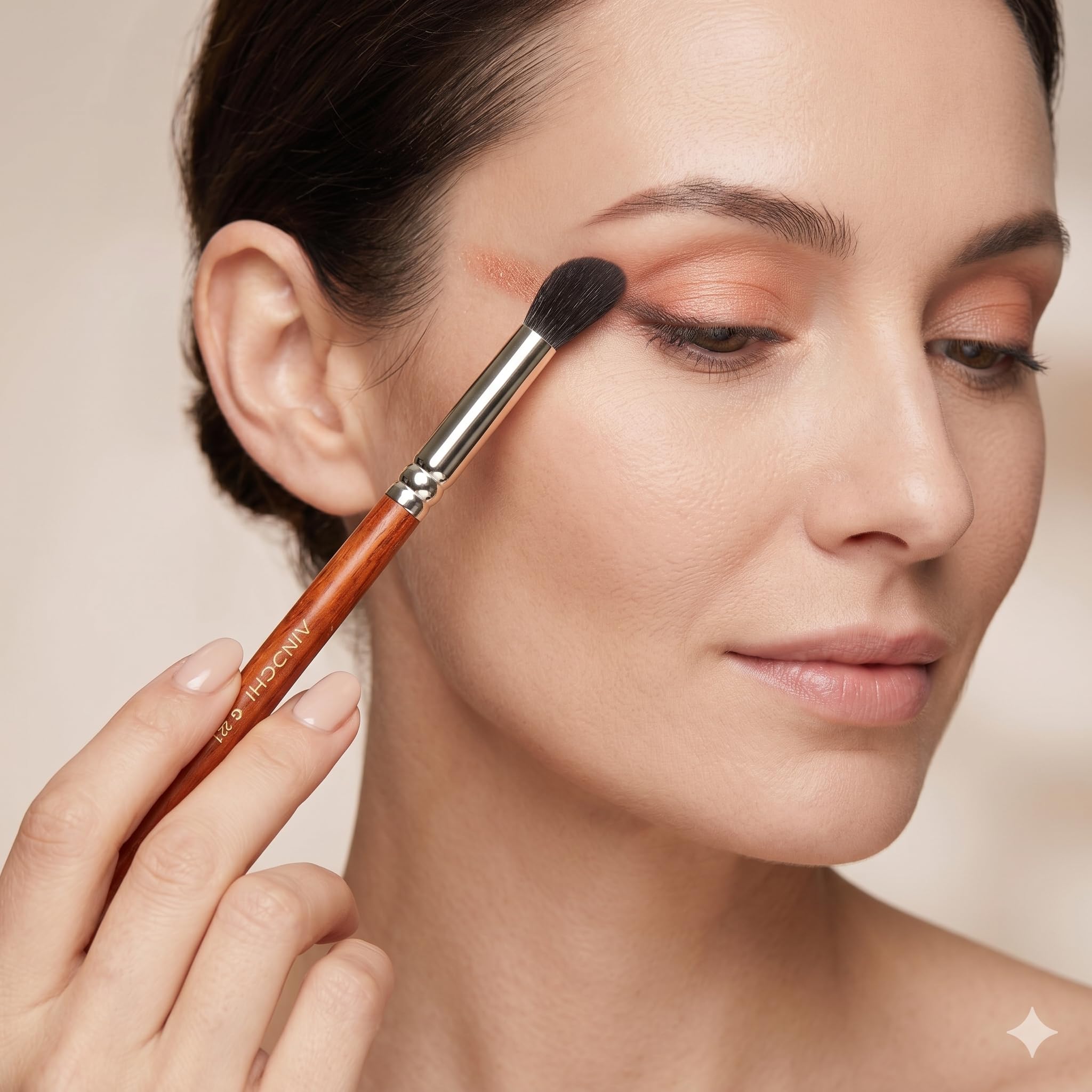 AINOCHI Nose Contour Brush G221- Saikoho Goat Hair Professional Angled Eye Blending Brush for Eyeshadow - Handmade Luxury Bubinga Wood Handle Makeup Tool for 3D Seamless Contouring & Highlighting