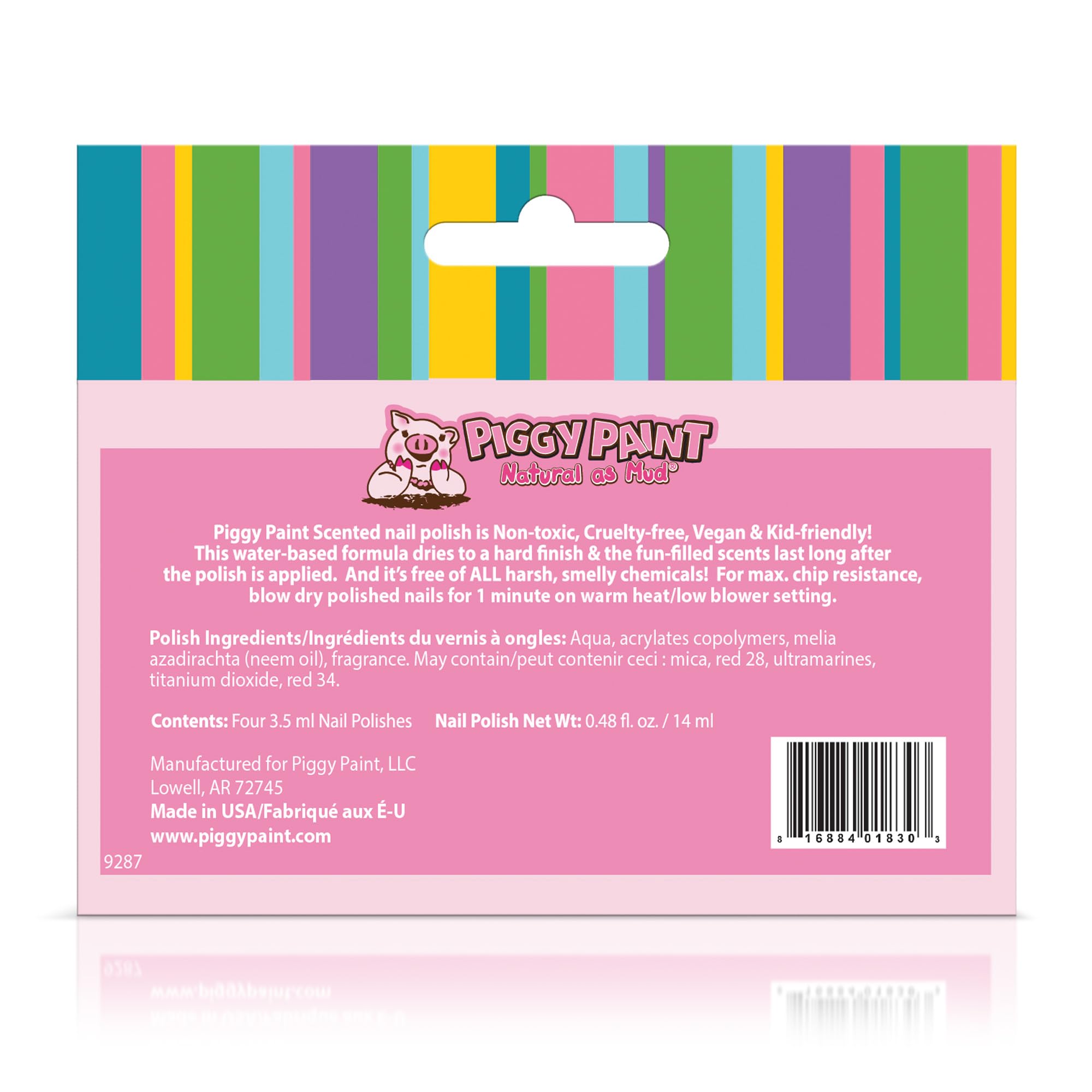 Piggy Paint Nail Polish - Non-Toxic Polish for Little Girls, Toddlers, & Kids, Water Based Formula, Safe, Cruelty Free, Vegan, & Natural, Durable Finish - Scented (4 Color Set)