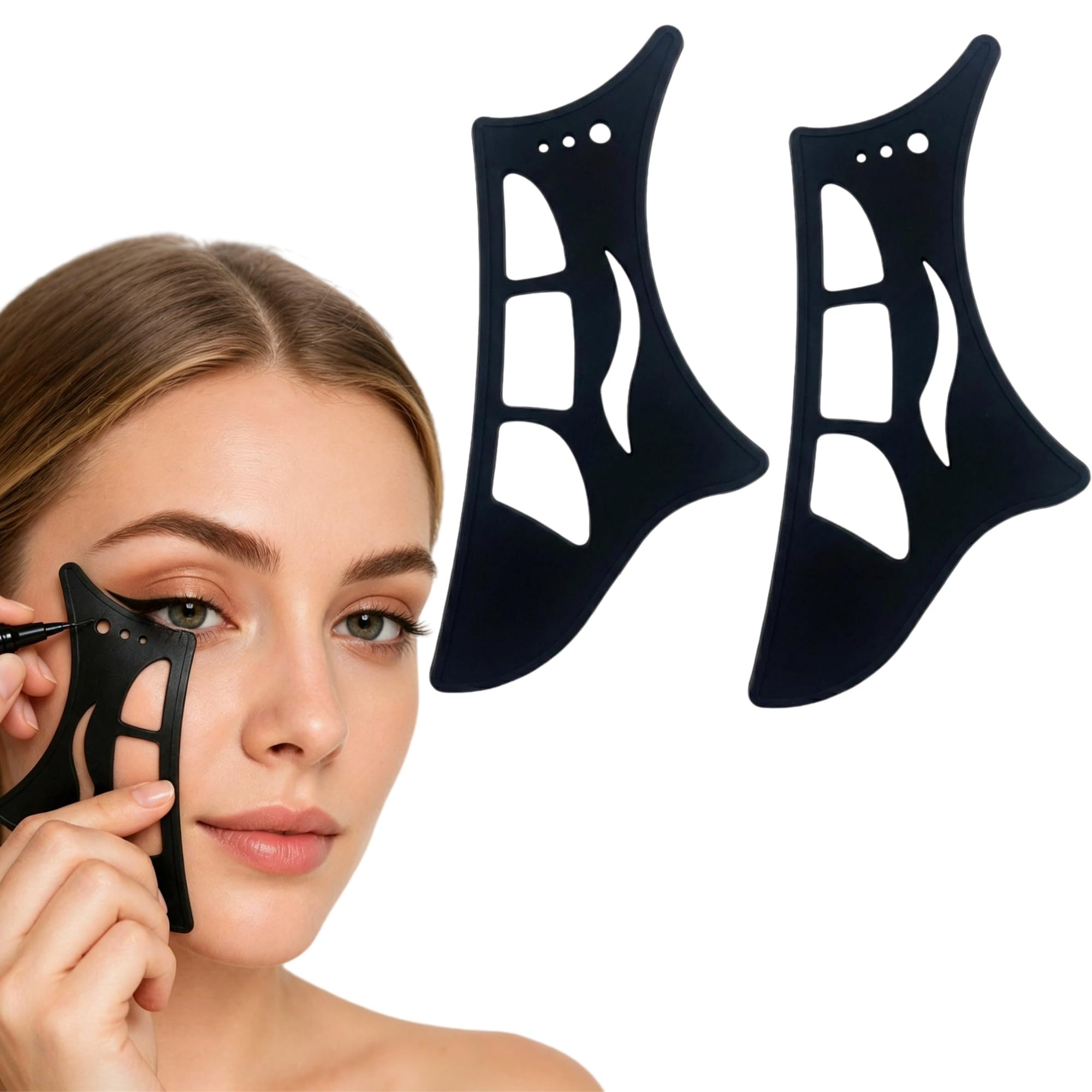 Makeup Template, 2 Pcs Black Winged Eyeliner Tool, Bendable Eye Stencil, Soft Silicone, Multi Scene Eye Makeup Auxiliary, Simple Daily Maintenance