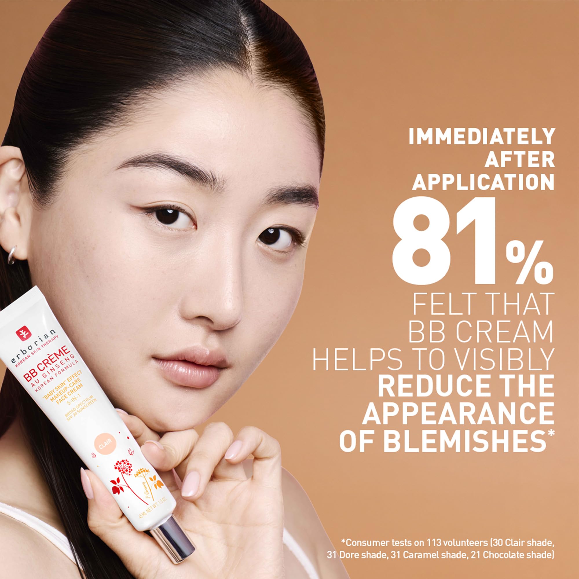 Erborian BB Cream with Ginseng, Fair (Clair) - Lightweight Buildable Coverage with SPF 20 & Ultra-Soft Matte Finish Minimizes Pores & Imperfections - Korean Face Skincare - 0.5 Oz