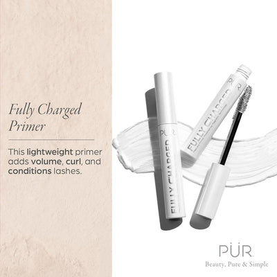 purcosmetics Fully Charged Mascara for Eye Lash Volume & Length - Travel Size Thickening, Volumizing, & Lengthening Mascara
