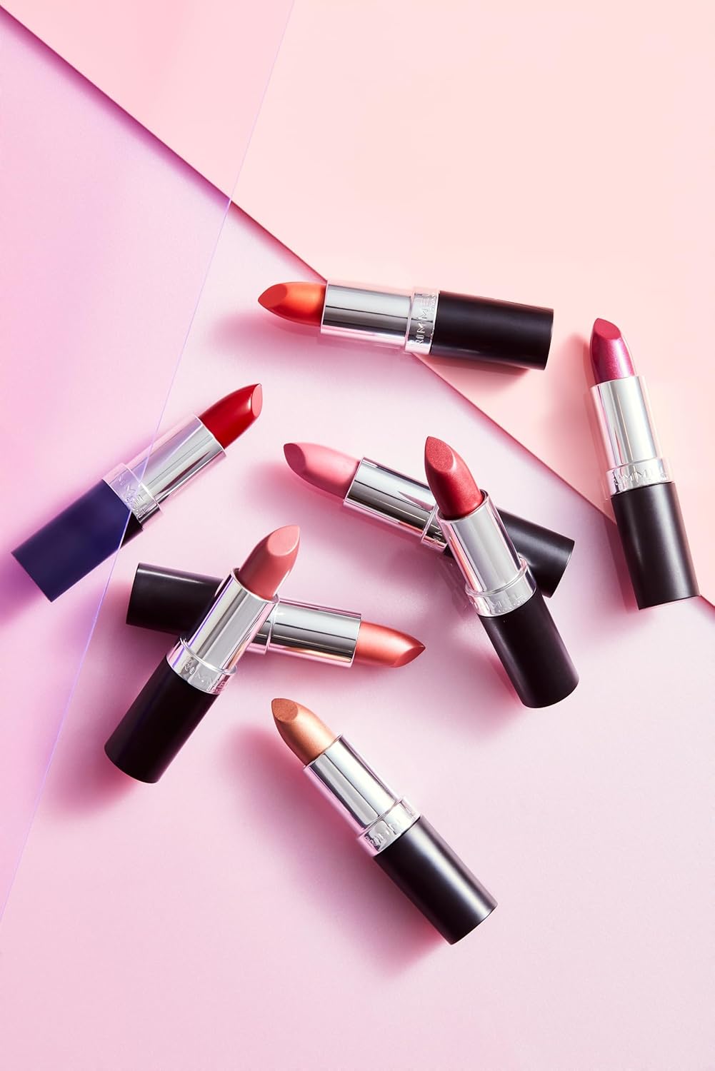 Rimmel Lasting Finish Lipstick | Up to 8 Hours of Intense Lip Color with Color Protect Technology and Exclusive Black Diamond Complex | 0.14 fl oz (Pack of 1) | 002 Candy