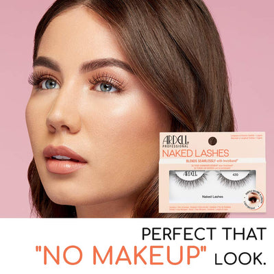 Ardell Naked Lashes Natural 420 – Lightweight Natural Look False Eyelashes, Seamless Blend Strip Lashes with Invisiband, 4 Pairs