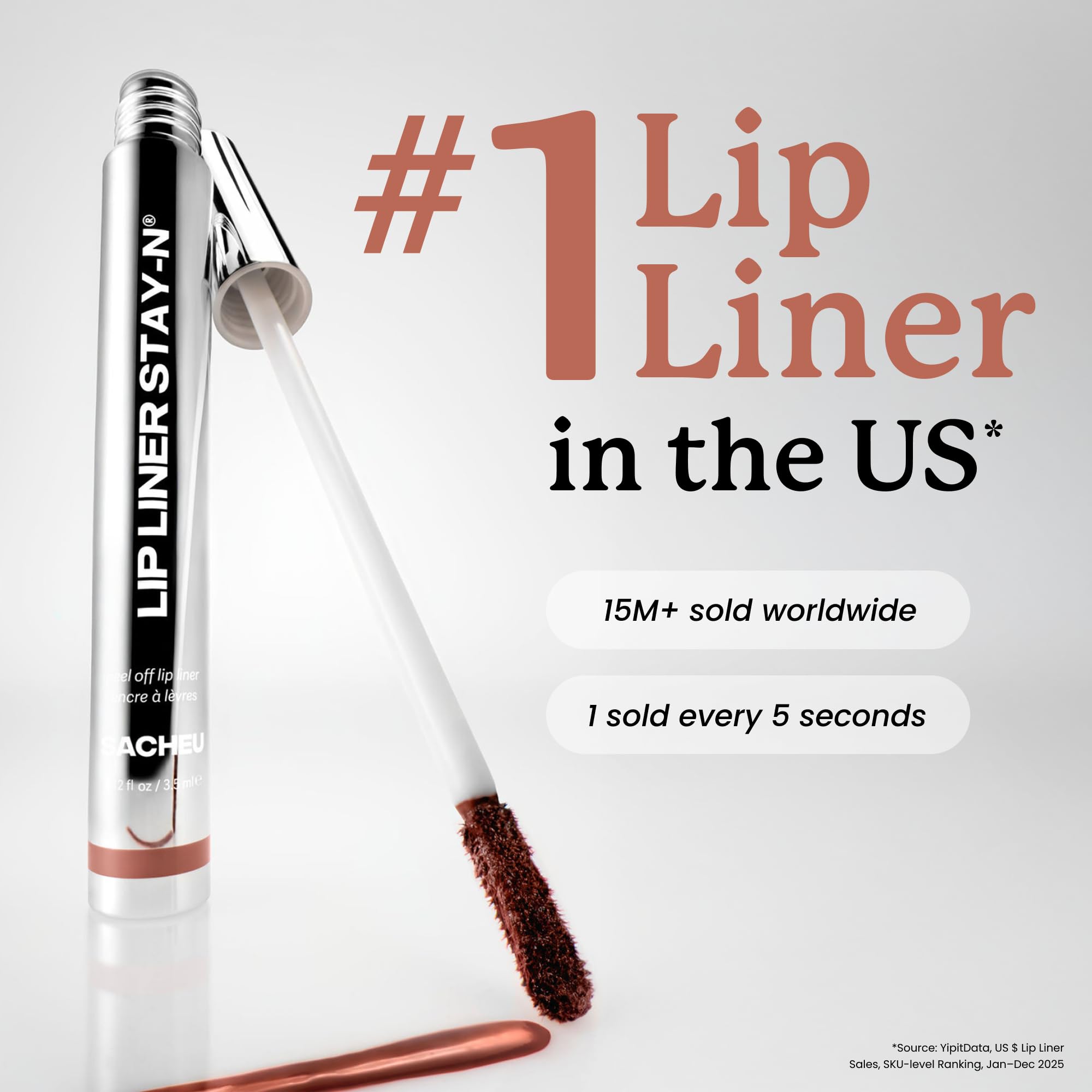 Sacheu Lip Liner STAY-N Peel Off Lip Stain — Long Lasting Waterproof Lip Tint with Hyaluronic Acid & Vitamin E — Transfer Proof Matte Finish, Vegan & Cruelty-Free (HEY-zel)