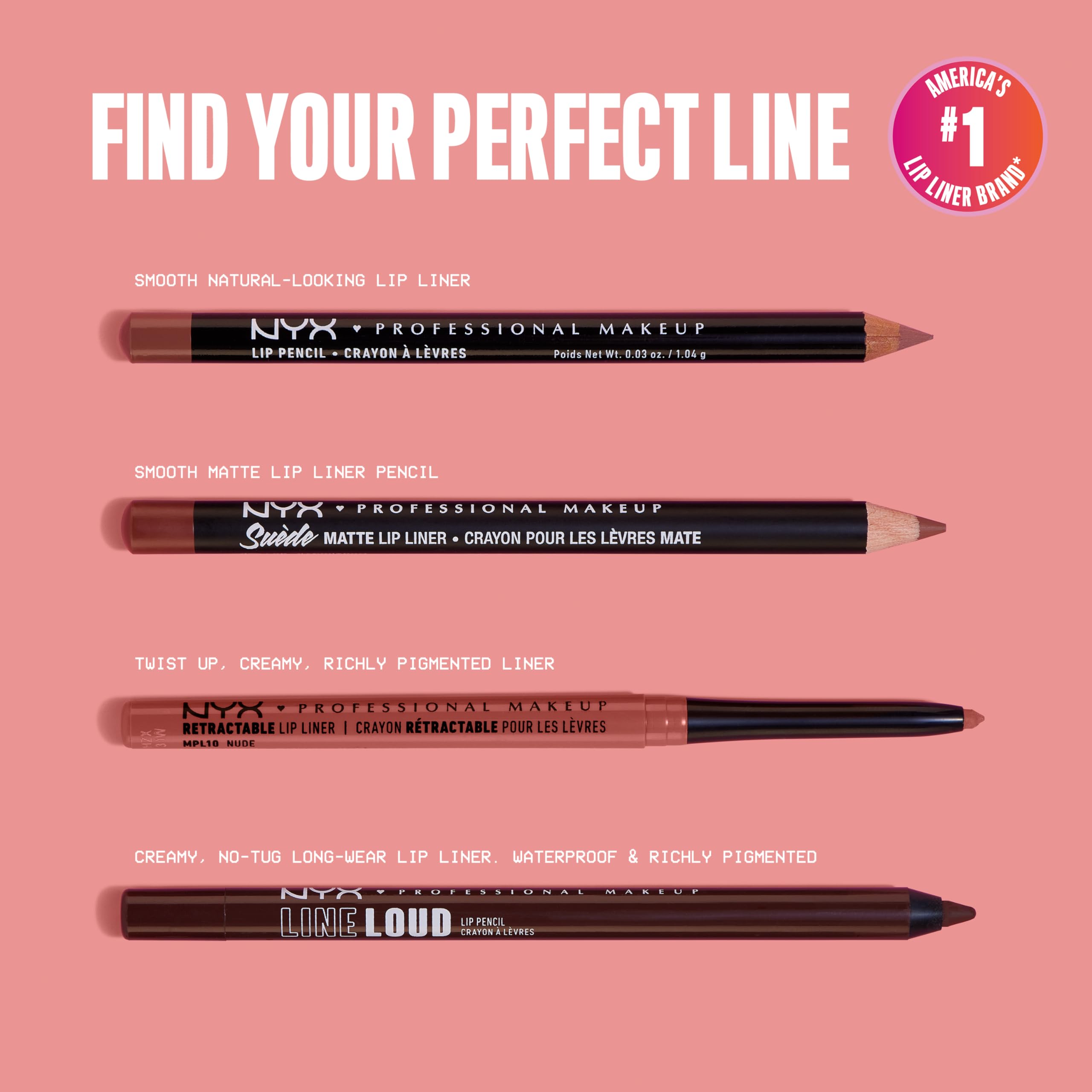 NYX PROFESSIONAL MAKEUP Suede Matte Lip Liner, Velvety-Smooth, Long-Lasting Formula For A Defined Lip Makeup Look - Los Angeles (Brown)