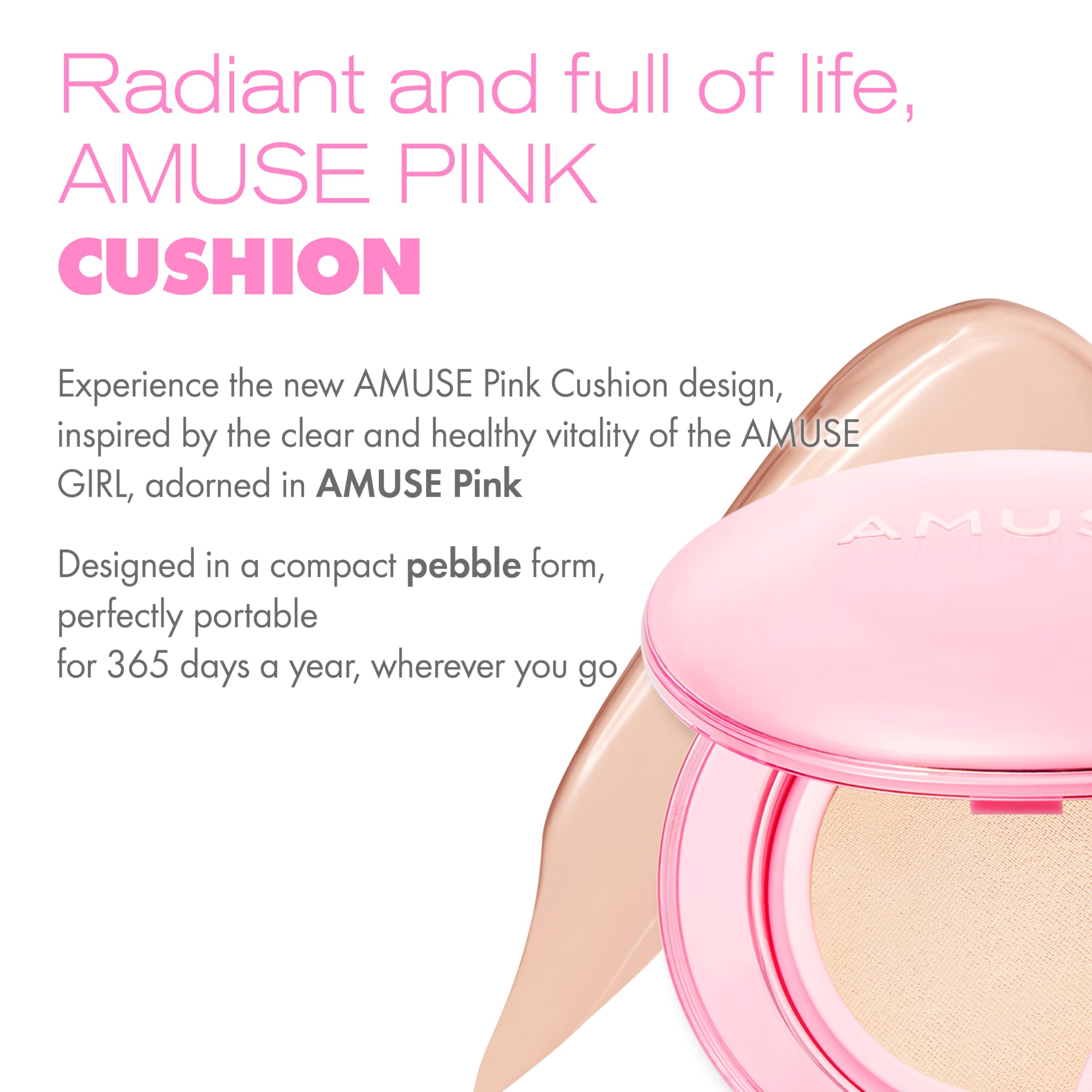 AMUSE SEOUL Dew Power Vegan Cushion Foundation (01 PURE) - Semi Glow, Full Coverage, Dewy Finish, Long Lasting, Lightweight, Smooth Radiant Skin, Vegan, Korean Beauty Makeup