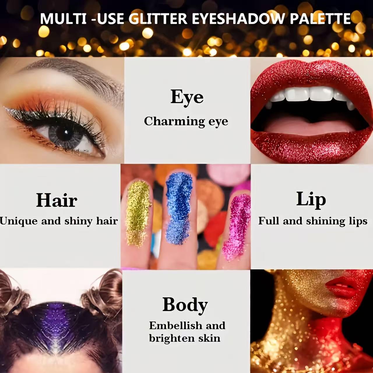 K'APEINE Glitter Eyeshadow Palette-Ultra Shimmer Makeup Palette Eye Shadow Chunky & Fine Pressed 40 Colors Highly Pigmented Eye Shades Long Lasting Waterproof for Face Body