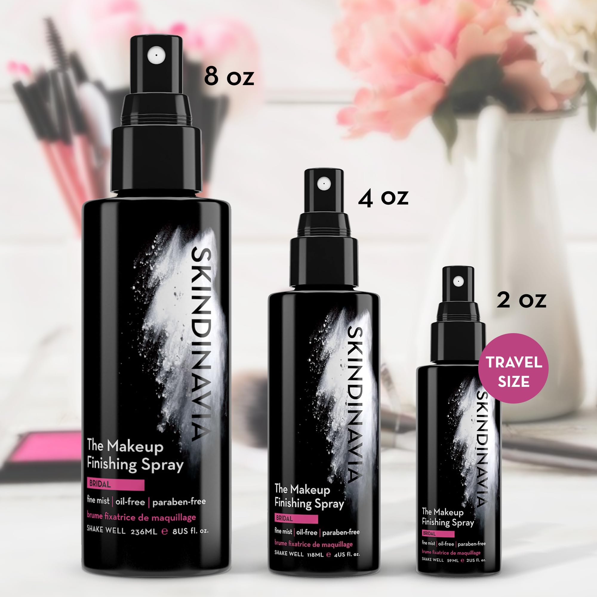 Skindinavia The Makeup Finishing Spray, Bridal Makeup Cooling Setting Spray, All-Day Wear, Long-Lasting Up to 16+ Hours, Heat-Resistant & Waterproof, Wedding Day, Bridal Shower Gift, 2.0 Oz