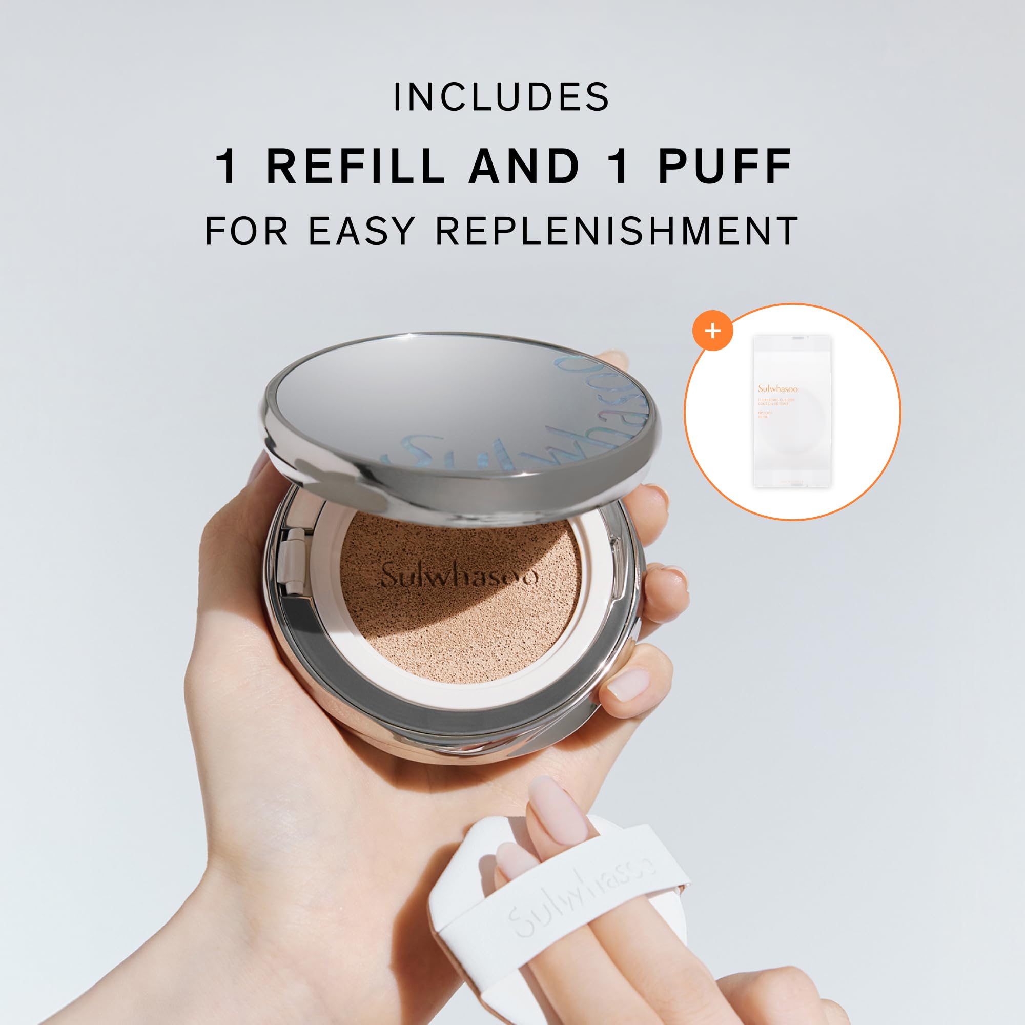 Sulwhasoo Perfecting Cushion SPF 46 | Evens Skin Tone & Blurs Imperfections | Enhance Natural Radiance | Semi-Matte Finish | Korean Herb Extract | Korean Makeup, 23 Sand