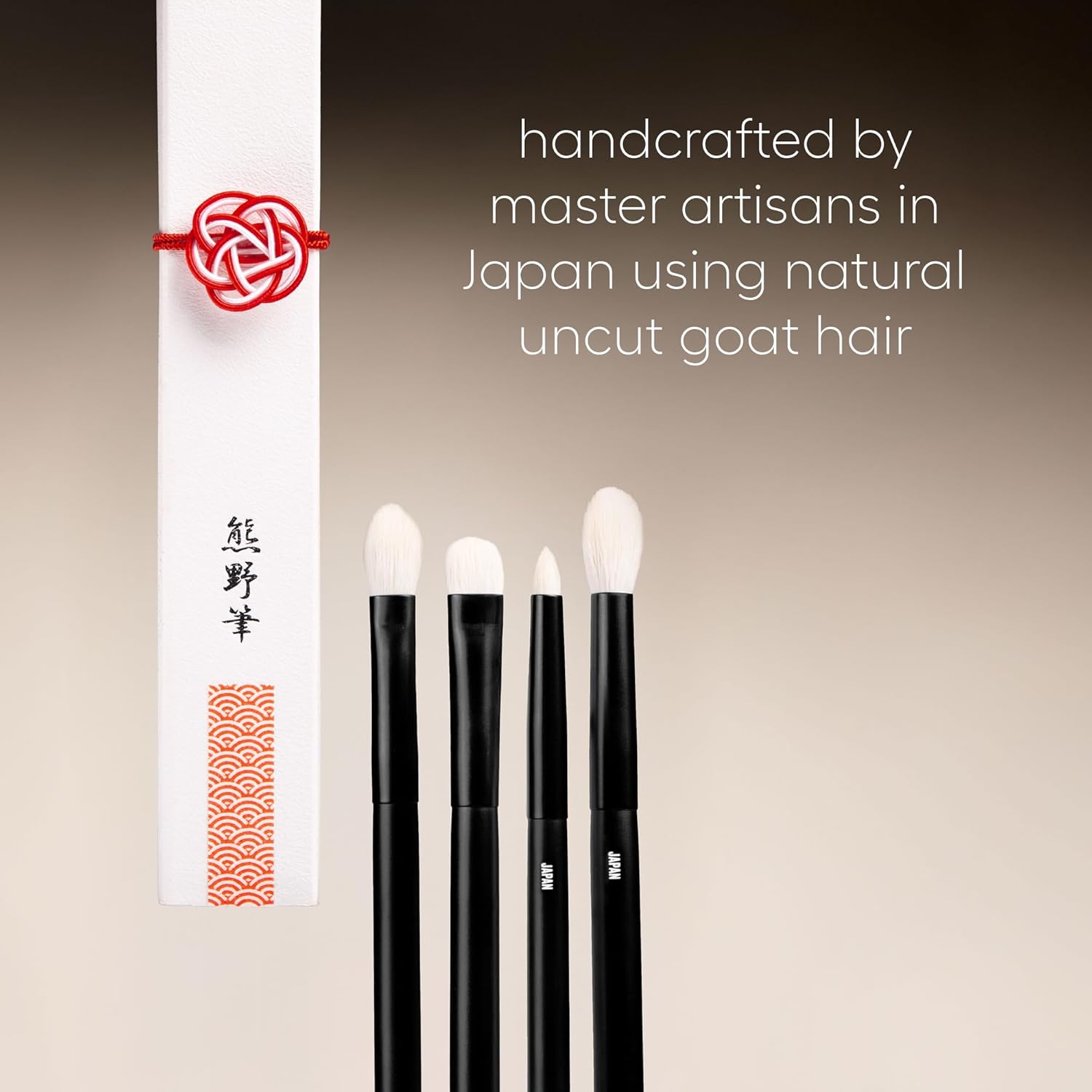 rephr The Core Eye Set – 4 Natural Goat Hair Makeup Brushes for Blending, Shading, Detail & Crease, Handmade in Kumano, Japan