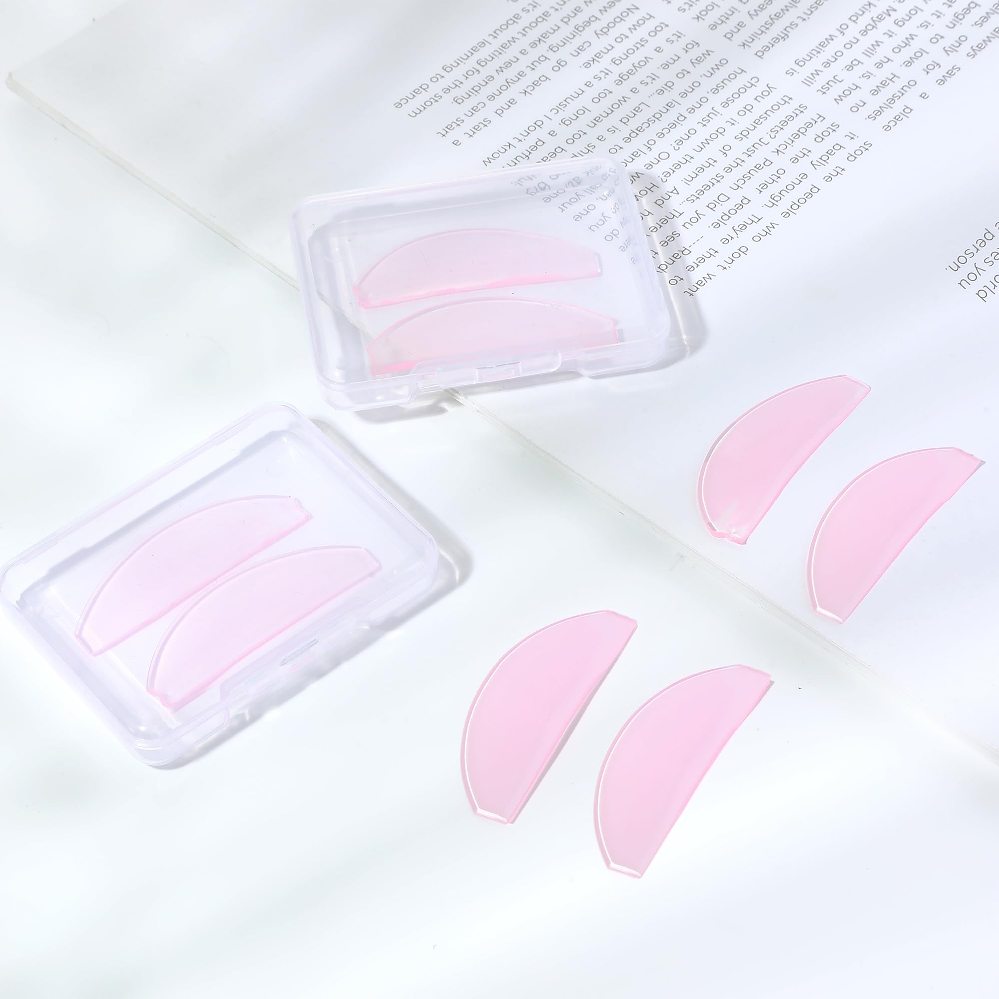 Eiodoni 4Pairs Lash Lift Shields Flat, 1mm Thin Rose Korean Silicone Lash Lift Pads, Super Sticky and Glueless Reusable Eyelash Lifting Rods for Perm, Lamination, Straightening, Salon Use