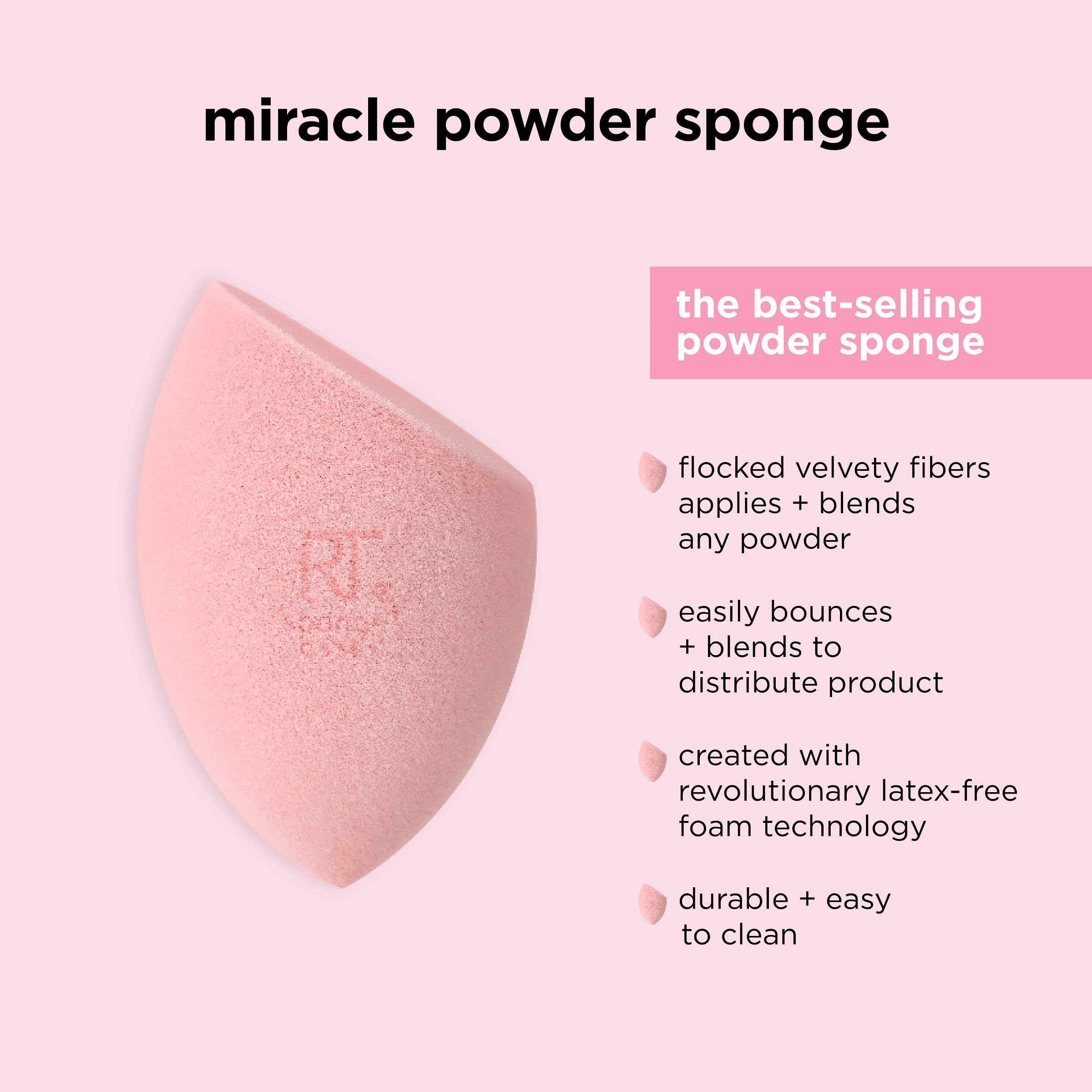 Real Techniques 6 Pack Assorted Makeup Blending Sponges, 3 Miracle Makeup Sponges, For Blending, Baking, And Setting, Use With Foundation & Powder, Dewy or Matte Finish, Cruelty-Free