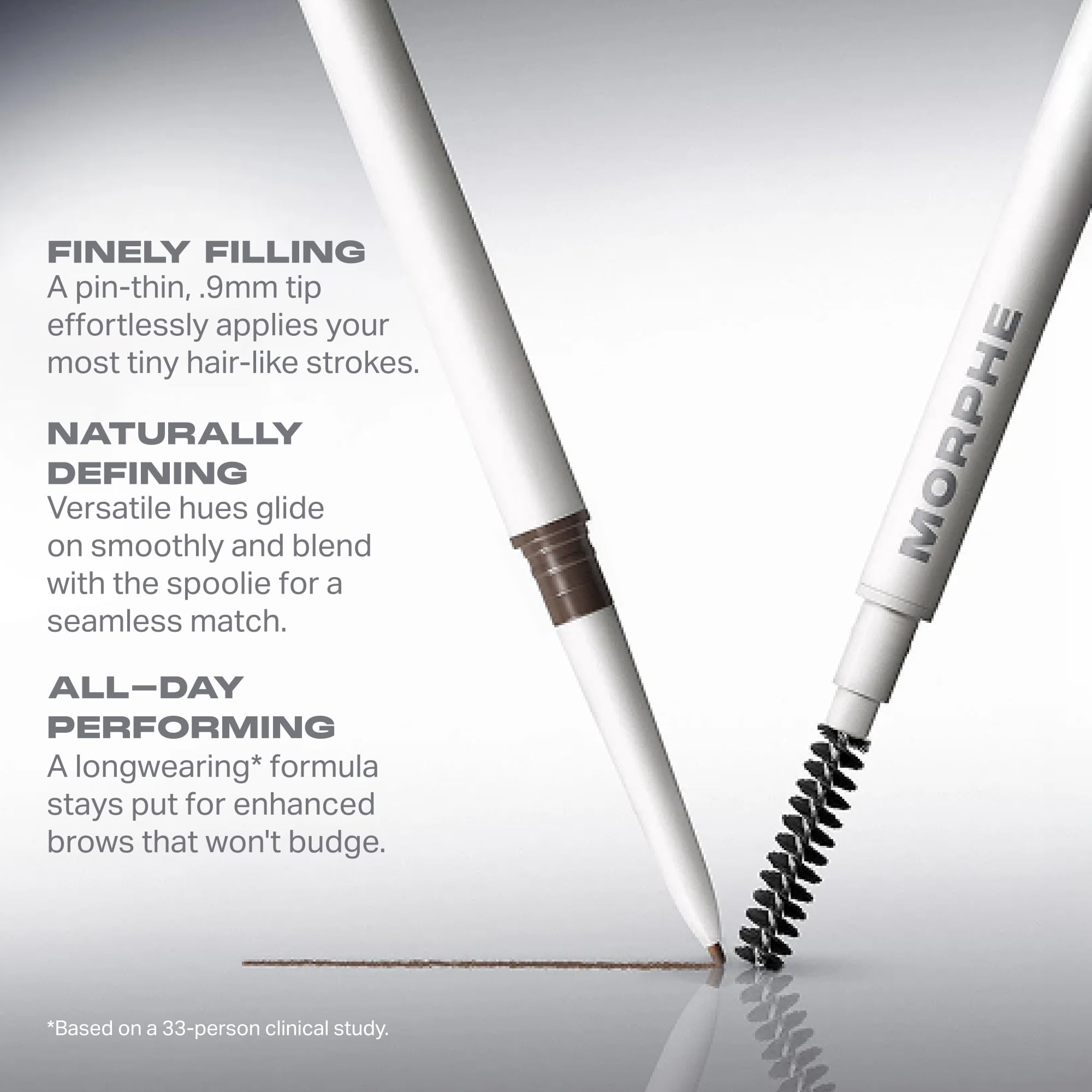 Morphe Nano Brow Pencil - Ultrafine Eyebrow Pencil for Hairlike Strokes - Precision Eye Makeup with Spoolie Brush for Natural Definition and Long-Lasting Wear - Java (0.001 oz)