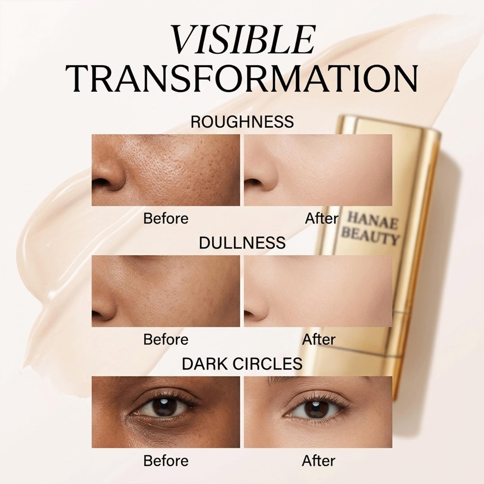 Hanae Korea Foundation Stick,Hanae Beauty Korean Dual-Ended Foundation Stick,Natural Finish, Long-Lasting Coverage for All Skin - Natural Dewy Finish-Nature (1PCS)