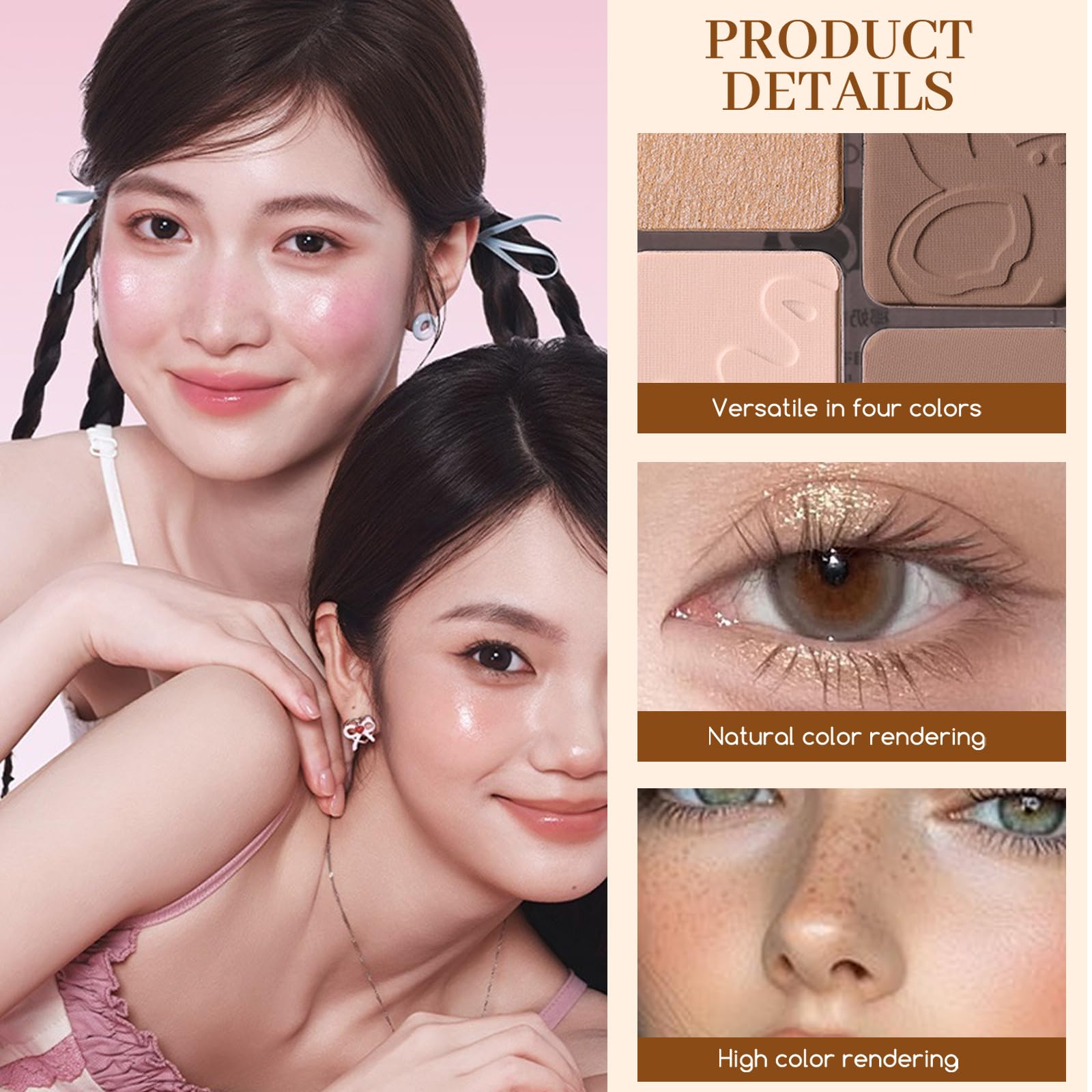 YiGuMy Face & Body Contour Palette - Highlighter Makeup Powder Stick with Glow Bronzer, Blush & Shimmer Cream, Korean Natural Glow, Gold/Silver/Vintage Non-Greasy Skin Tone (V1 Coconut Milk)