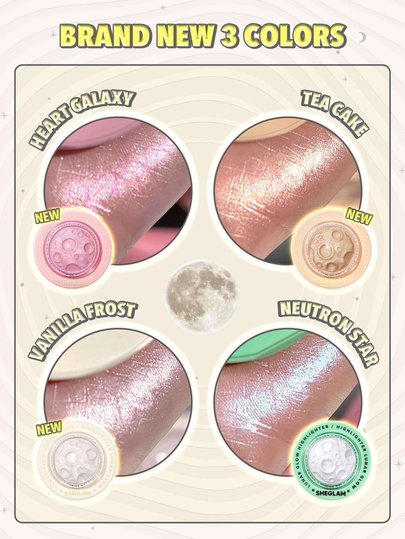 SHEGLAM Lunar Glow Highlighter - Neutron Star - Silky Creamy - Shimmery - Medium Coverage - Radiant Glow - Unisex - 0.17 Ounce (Pack of 1)