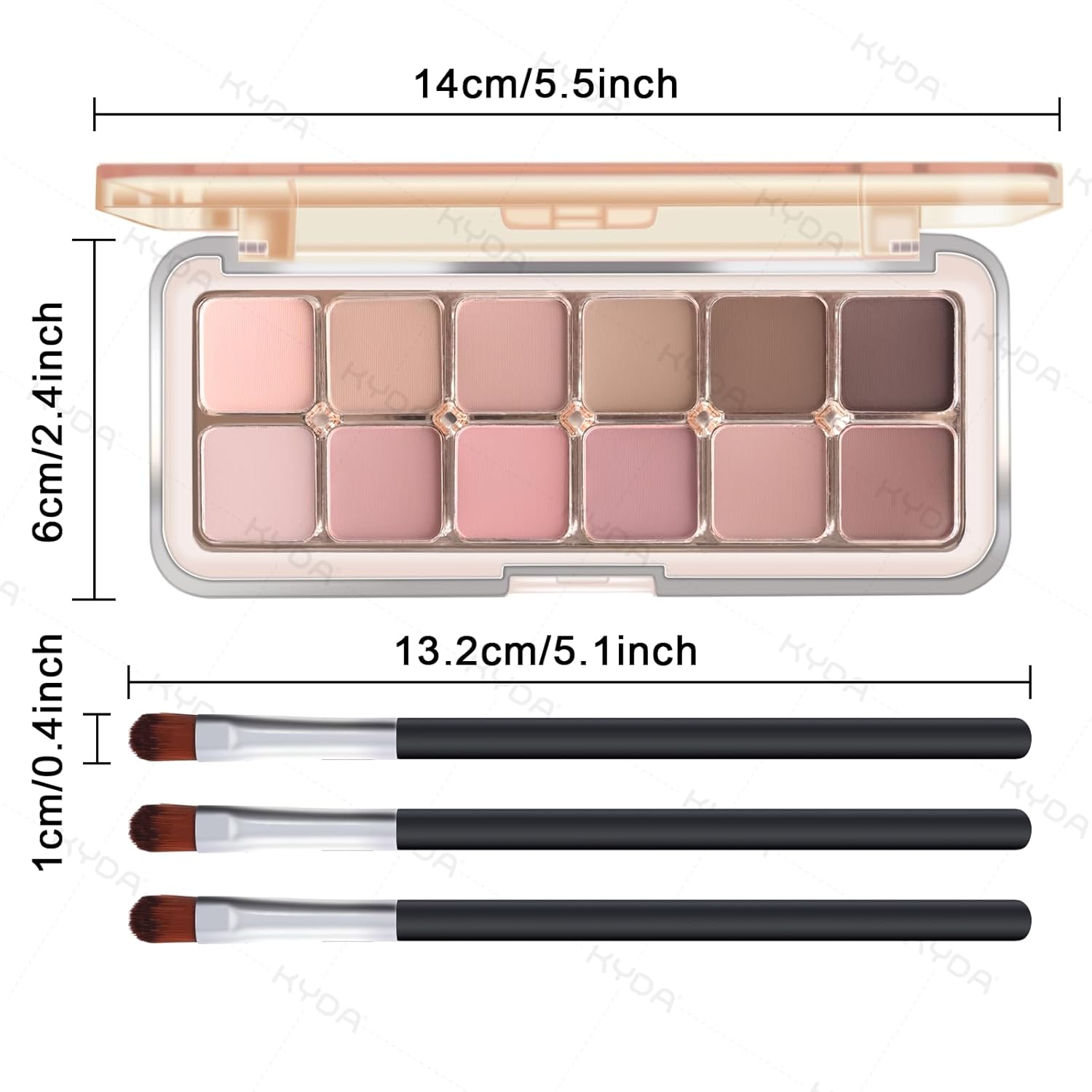 KYDA 12 Colors Grey Pink Eyeshadow Palette with Brush, High Pigment Matte Shimmer Pink Brown Eye Shadow, Netural Brown Eyes Palette for Women, Soft Blendable Powder Eyeshadow, Korean Eyes Makeup