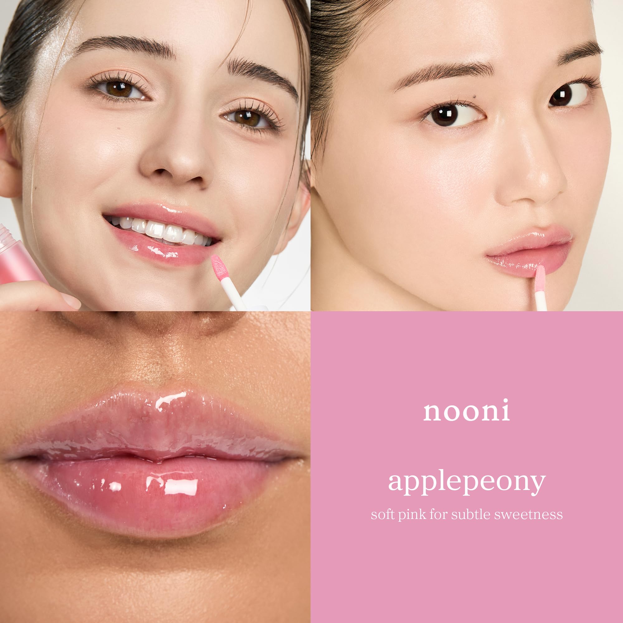 NOONI Korean Lip Oil - Applepeony | Long-Lasting, Moisturizing, Plumping, Revitalizing for Dry Lips, Waterproof, No Peel Off, Hydrating Lip Stain, Stocking Stuffers, Cute Stuff, 0.12 FL Oz