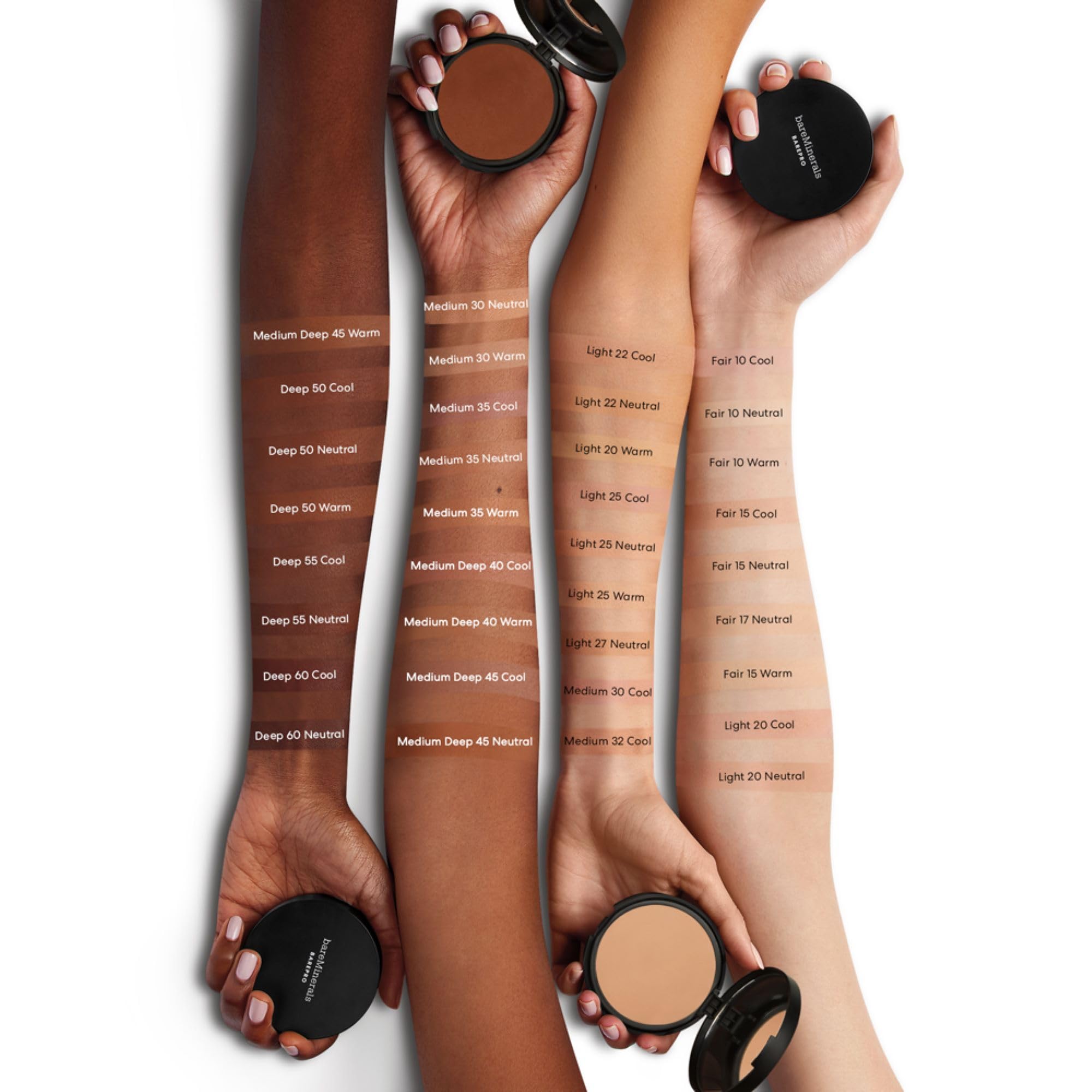 bareMinerals Barepro 24HR Skin-Perfecting Powder Foundation, Matte Pressed Powder Foundation Full Coverage with Plant-Based Squalene, Oil Control, Vegan - Fair 15 Neutral