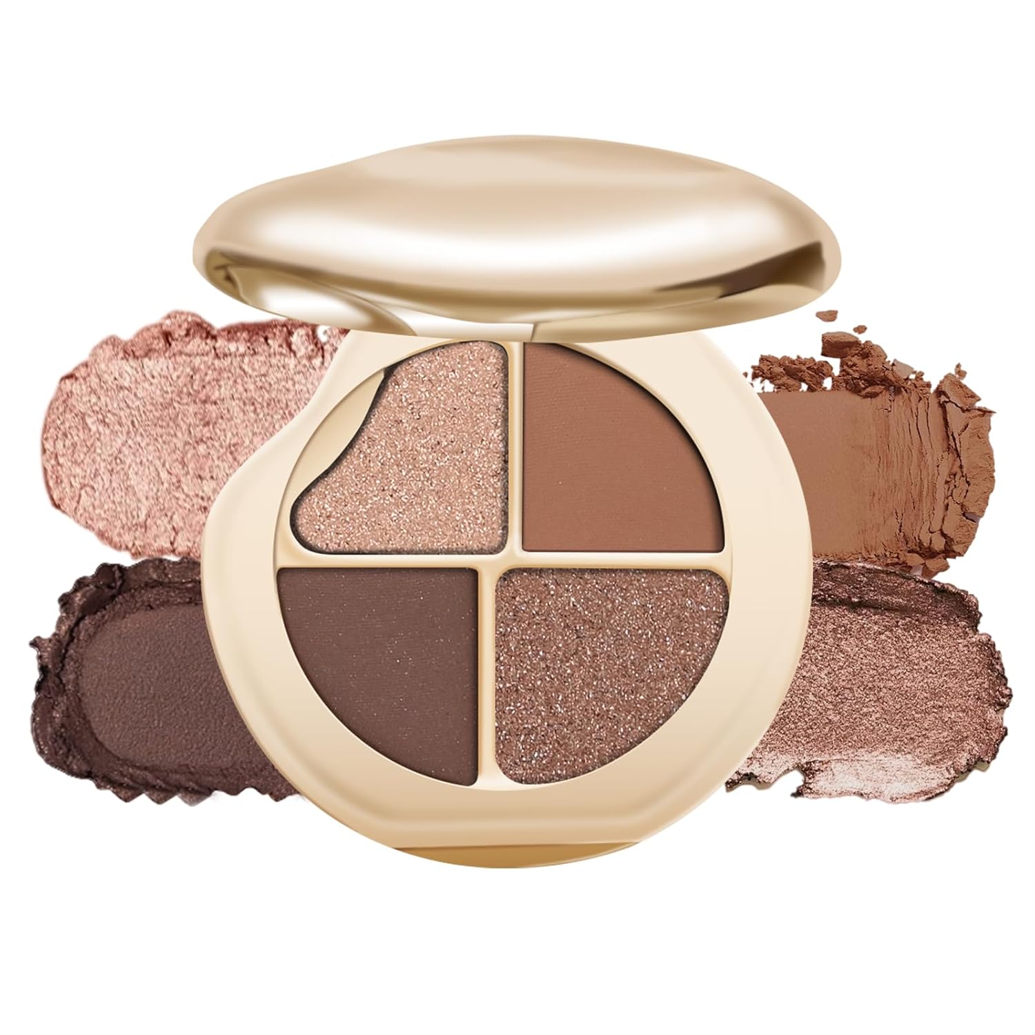 KYDA 4 Colors Eyeshadow Palette, Neutral Eyeshadow, High Pigmented Eyes and Cheeks Palette for Women, Pearl Metallic Glitter Mini Makeup, Lasting Blendable Smokey Eyes Shadow, Champagne