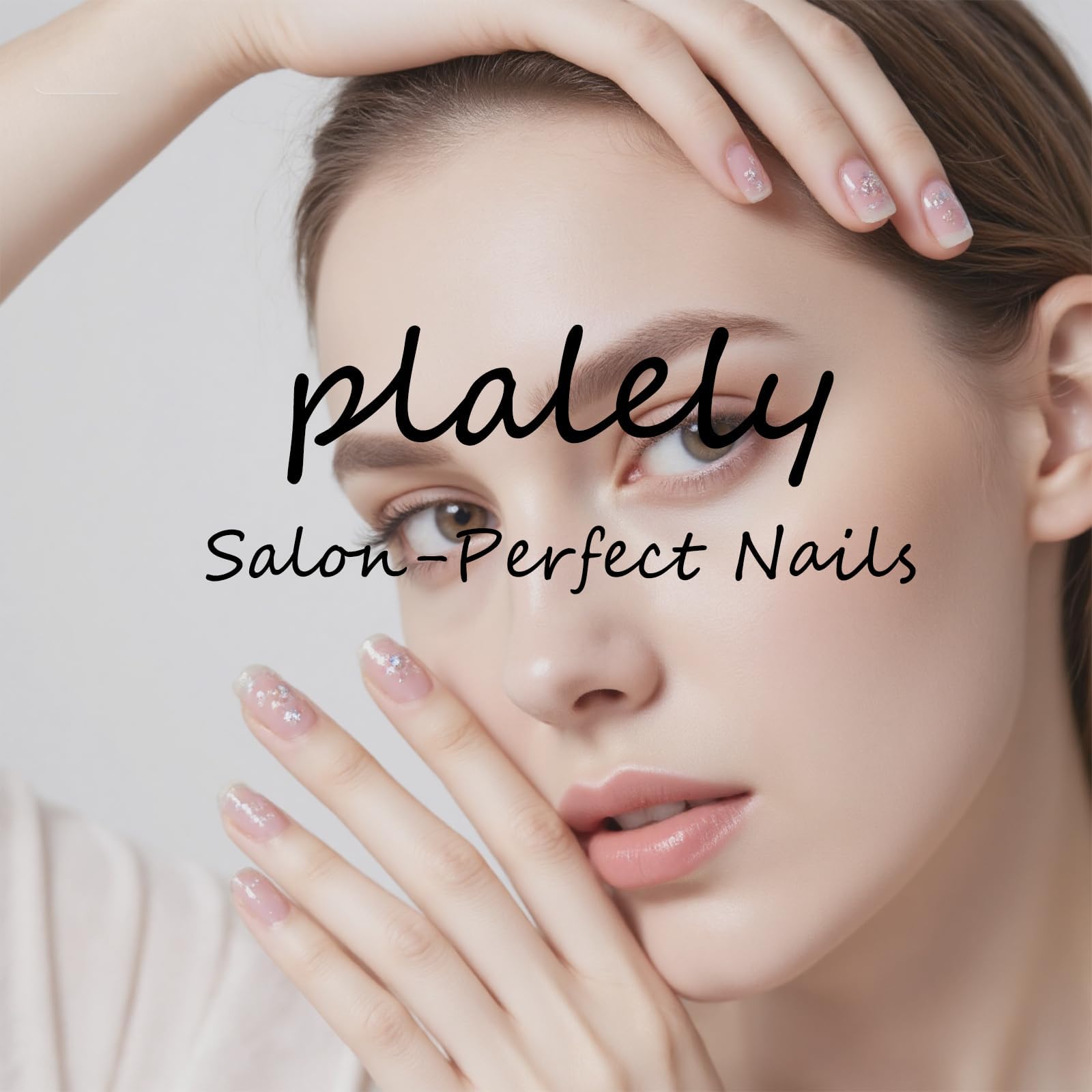 Long Square Press on Nails, plalely Gold Embossed Flowers Acrylic Press on Nails with Cute Pearl Charms Designs，Long Press on Nail for Women 24pcs