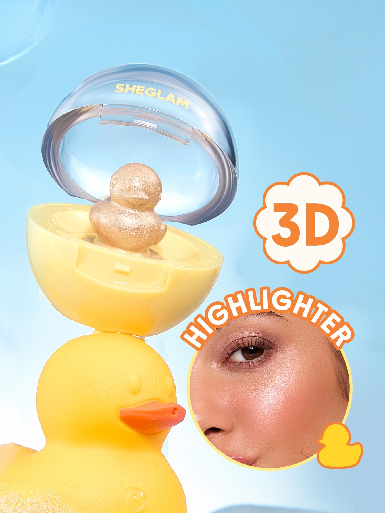 SHEGLAM Lucky Duck 3D Highlighter High Glossy Narutal Glow Finish Long Lasting Highlighter Makeup